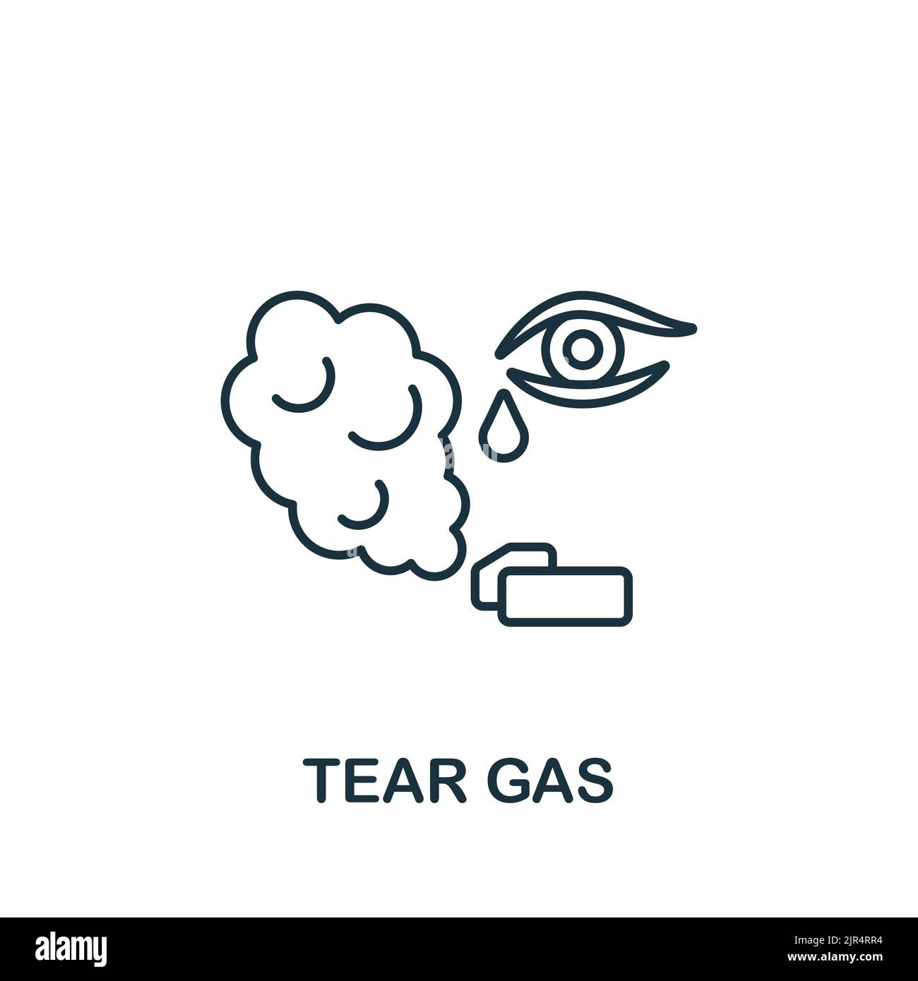 Icona gas lacrimogeno. Linea semplice icona di protesta linea per modelli, web design e infografiche Illustrazione Vettoriale