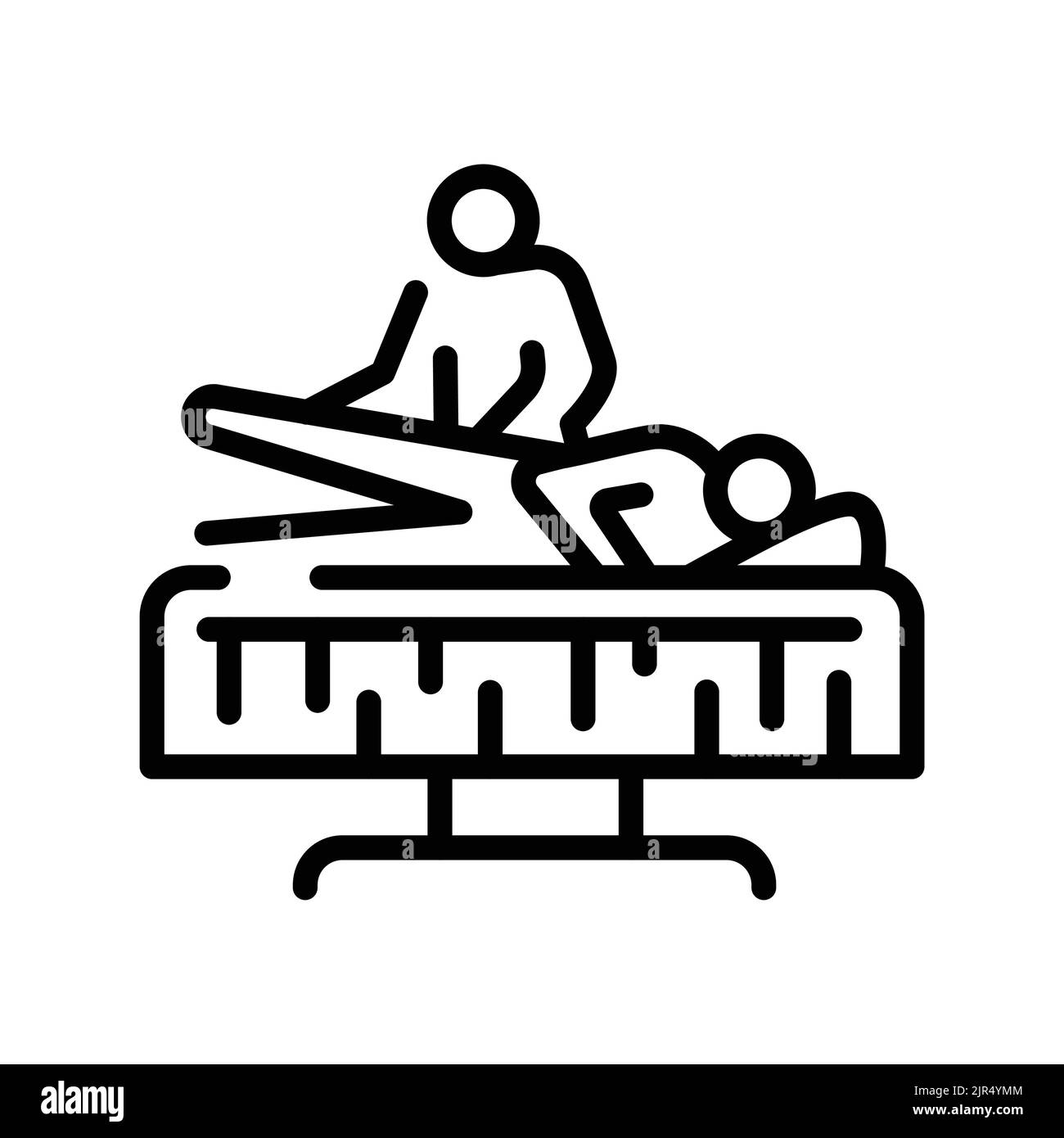 Icona della linea di colore del segno di esercitazione. Fisioterapia. Illustrazione Vettoriale