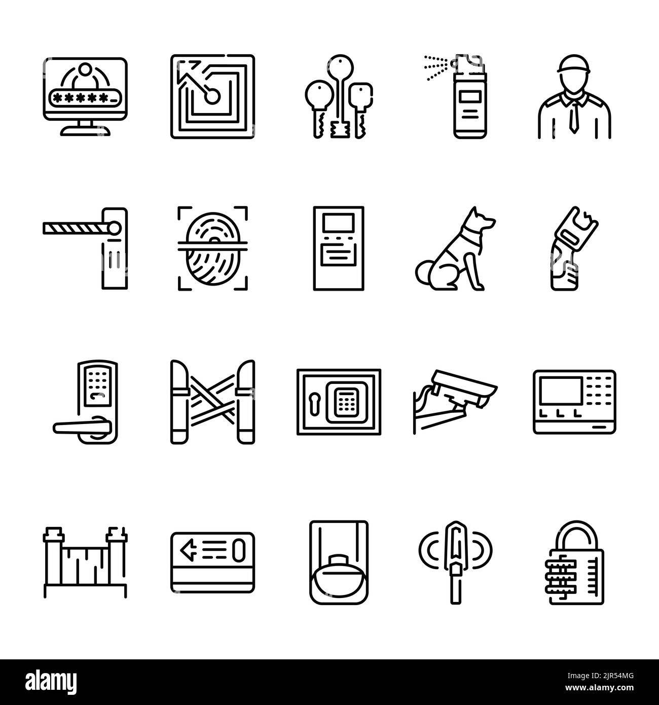 Icone di linea a colori di protezione impostate. Segni per pagina web Illustrazione Vettoriale