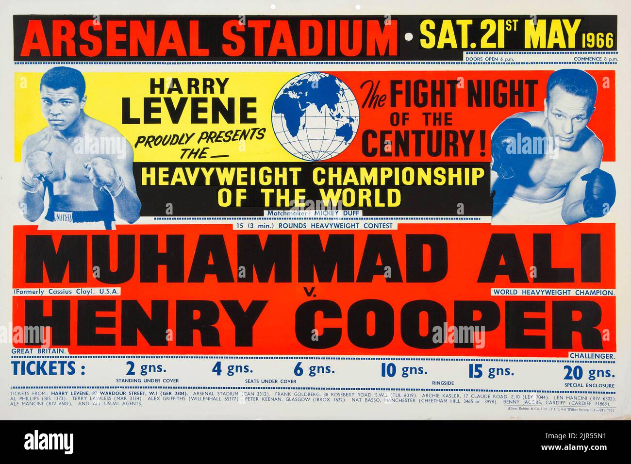 1966 Muhammad Ali vs. Henry Cooper in loco Fight Poster Foto Stock
