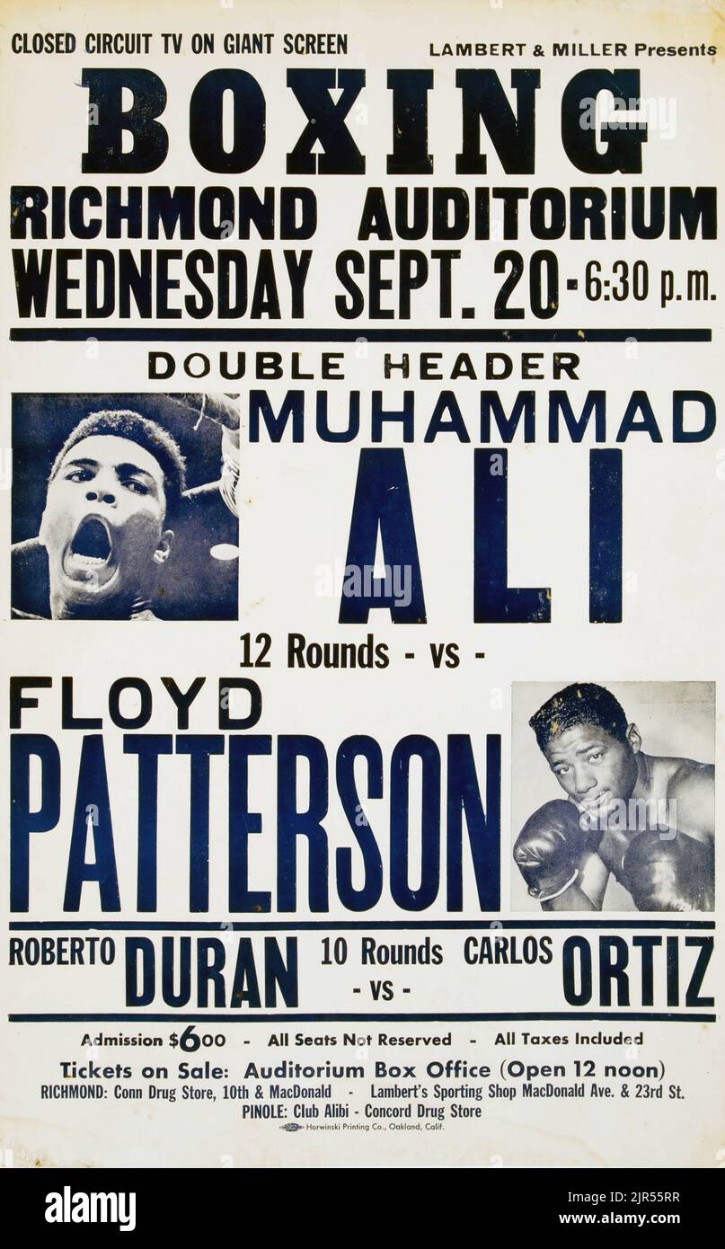1972 Muhammad Ali vs. Floyd Patterson II poster a circuito chiuso Foto Stock