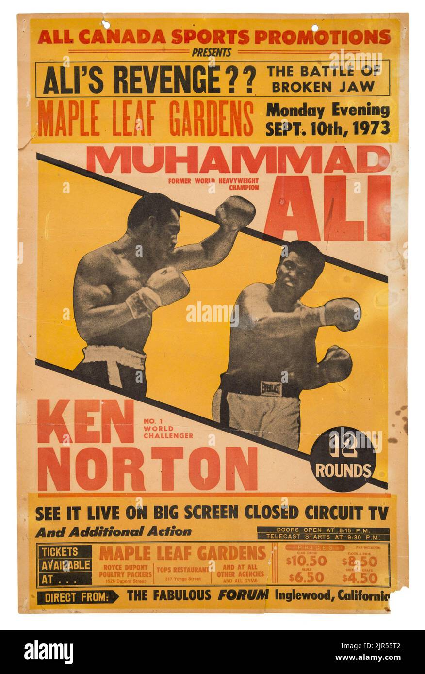 1973 Muhammad Ali vs. Ken Norton II poster a circuito chiuso Foto Stock