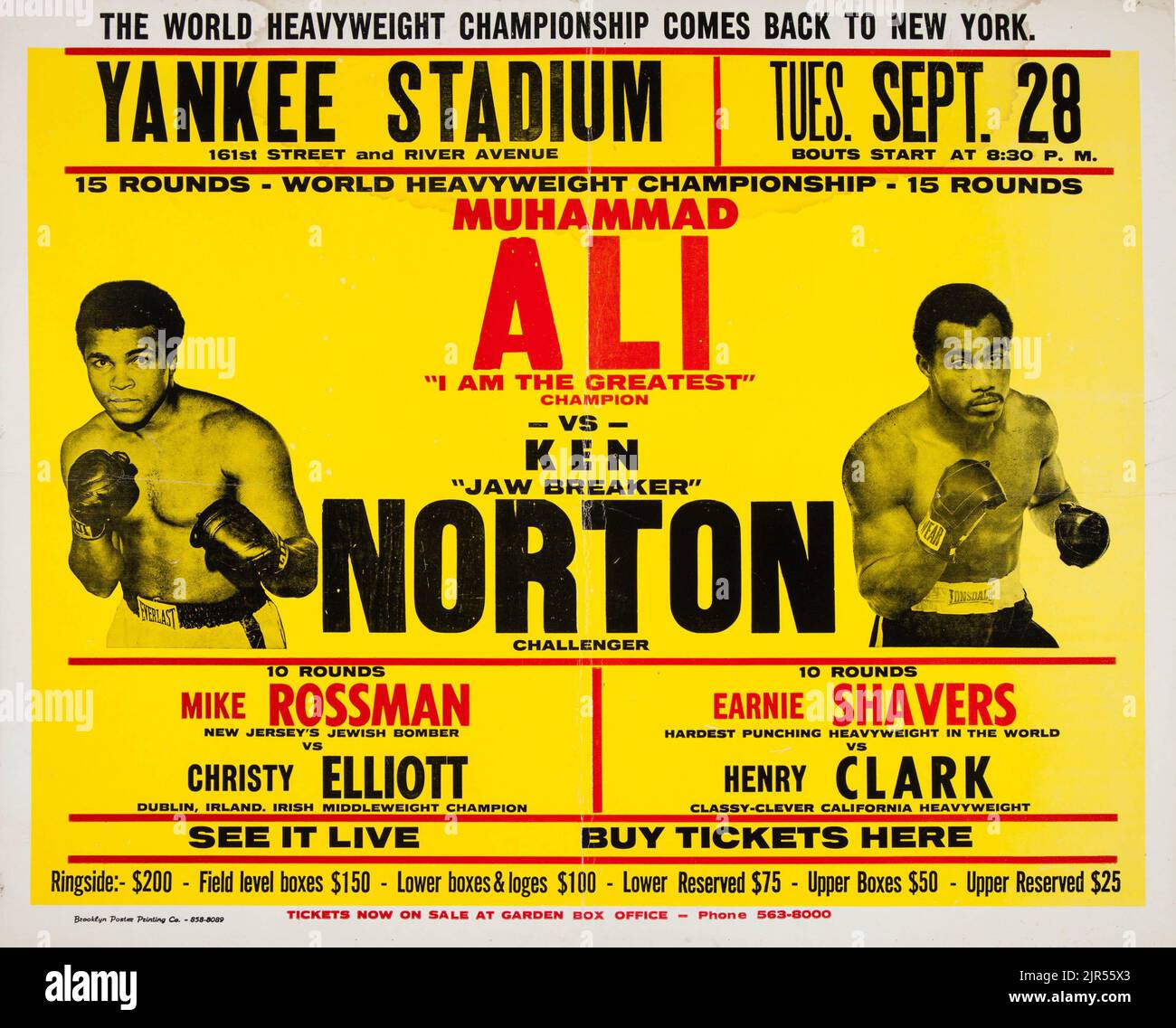 1976 Muhammad Ali vs. Ken Norton in loco Fight Poster Foto Stock