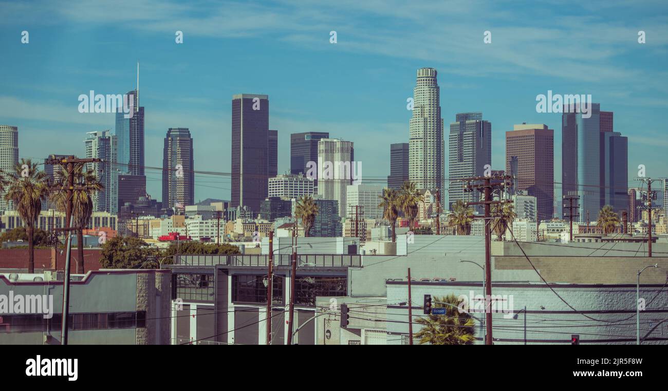 Marzo 2022, Downtown Los Angeles, California Panorama. Stati Uniti d'America. Foto Stock