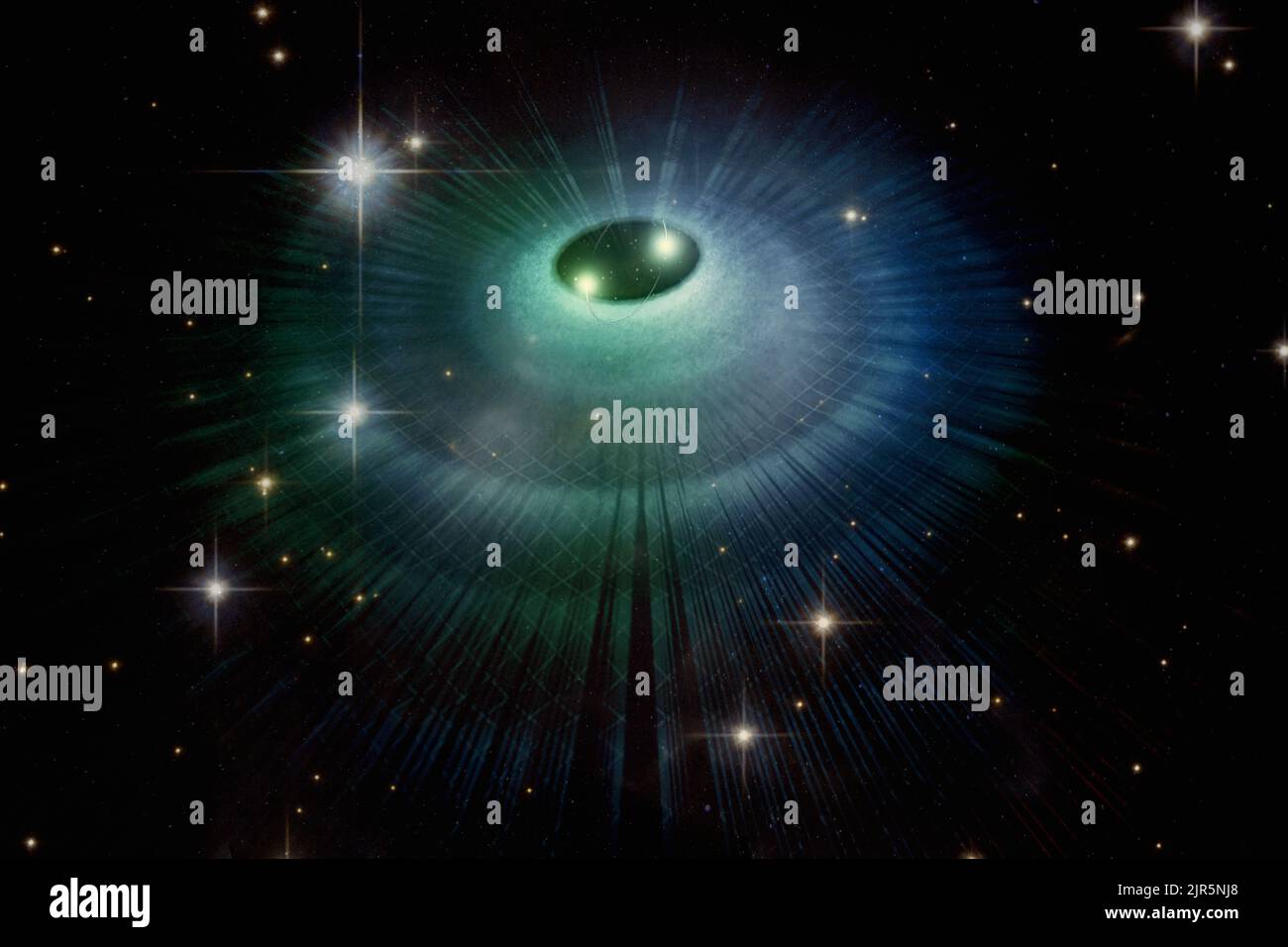 Strano bagliore a forma di occhio nel cielo notturno, galassia, buco nero, rete aliena. Elementi di questa immagine forniti dalla NASA. Foto Stock