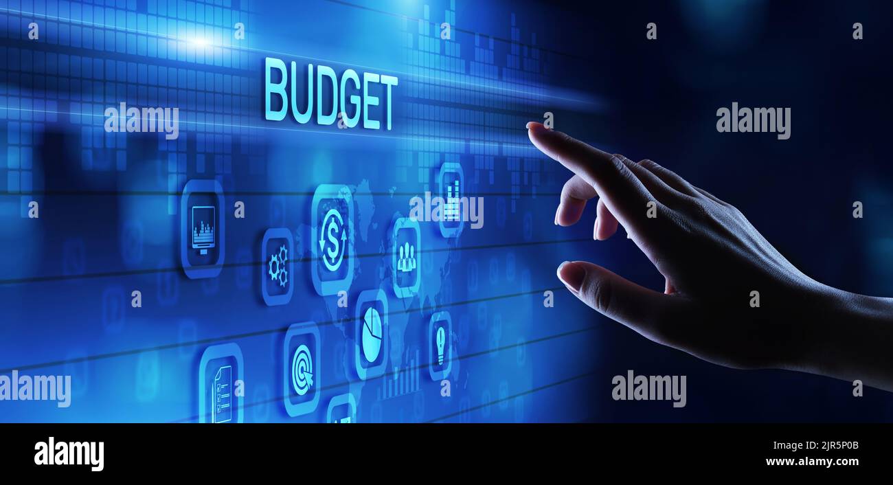 Pianificazione del bilancio Budgeting Gestione finanziaria contabilità business finanza concetto. Foto Stock