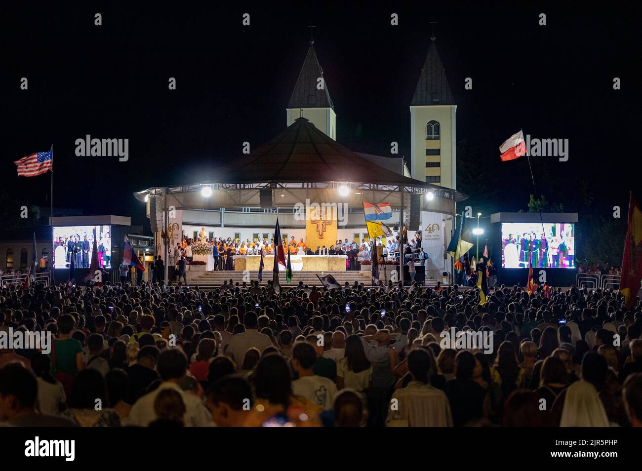 Conclusione del Mladifest 2021, la festa della gioventù a Medjugorje, Bosnia-Erzegovina. 2021/08/05. Foto Stock