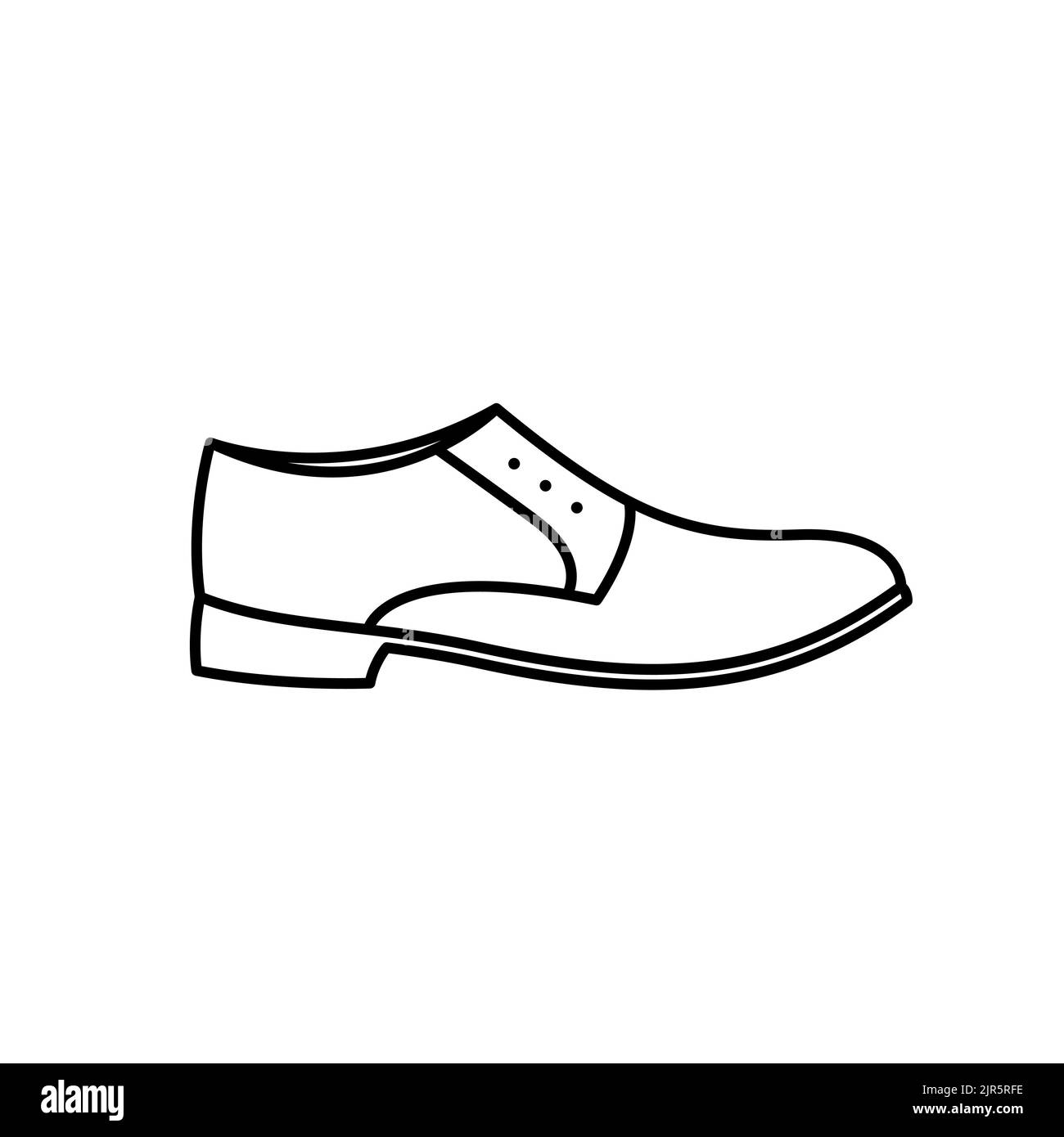 Uomo classico abito scarpa contorno vettoriale icona. EPS. Simbolo della vista laterale di Oxfords...... Scarpe da sposa uomo.. Abbigliamento natalizie da uomo. Illustrazione sul bianco.... Foto Stock