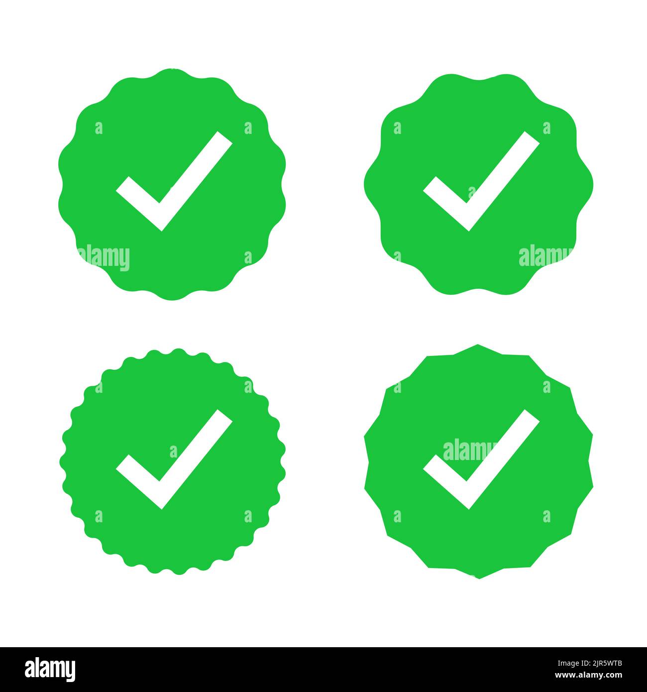 Segno di spunta icona di spunta. OK correggere sì vettore verde accettare elenco scelte riuscito segno di spunta destro Illustrazione Vettoriale