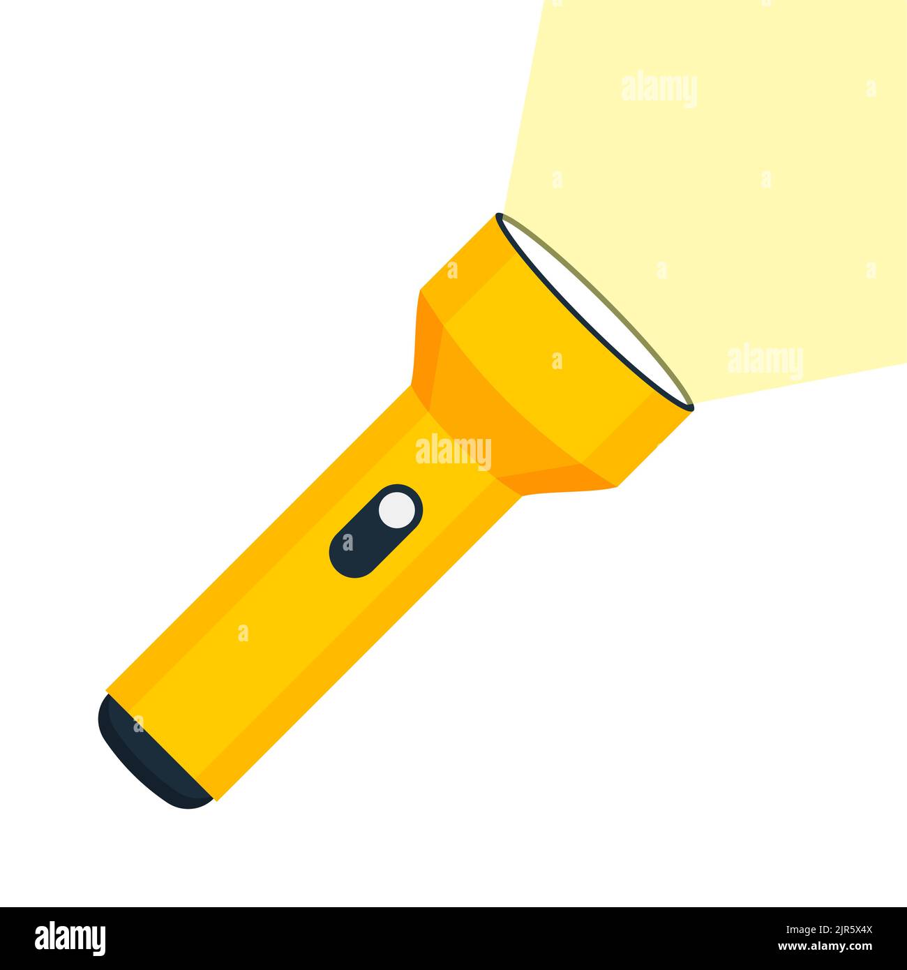 Illustrazione a mano della torcia elettrica. Torcia tascabile di design a lanterna con luce vettoriale Illustrazione Vettoriale