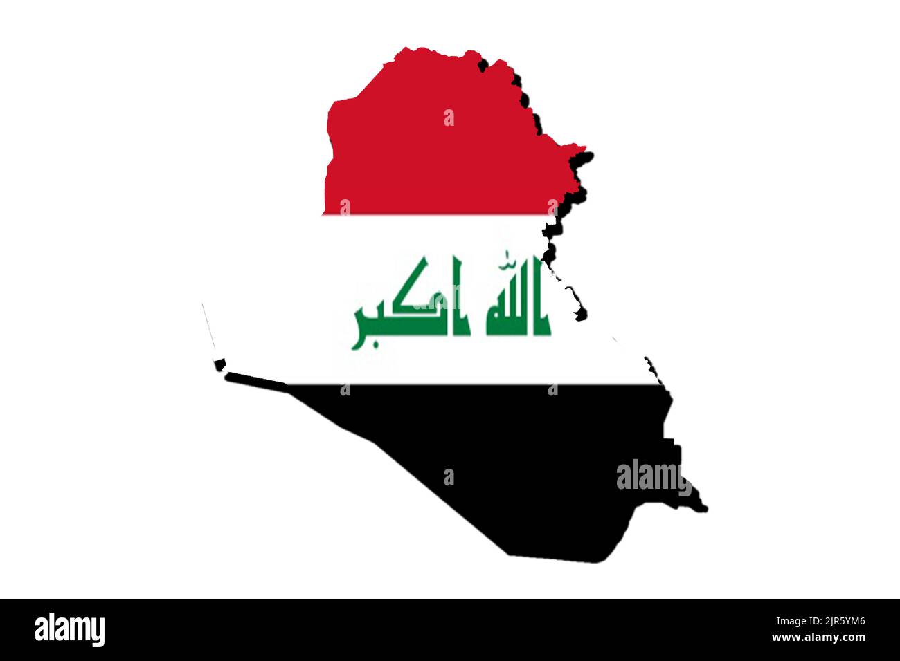Silhouette della mappa dell'Iraq con la sua bandiera Foto Stock