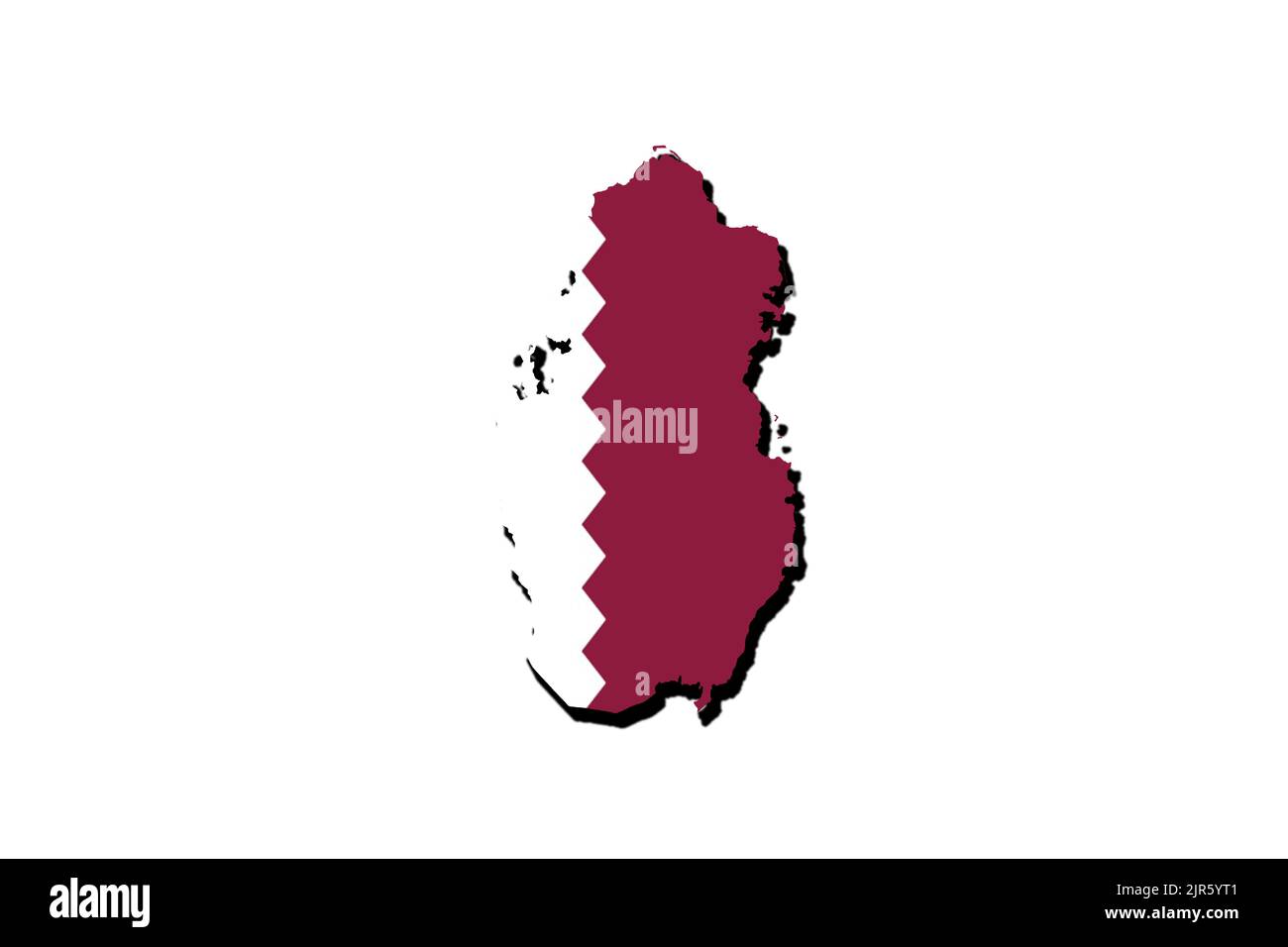 Silhouette della mappa del Qatar con la sua bandiera Foto Stock