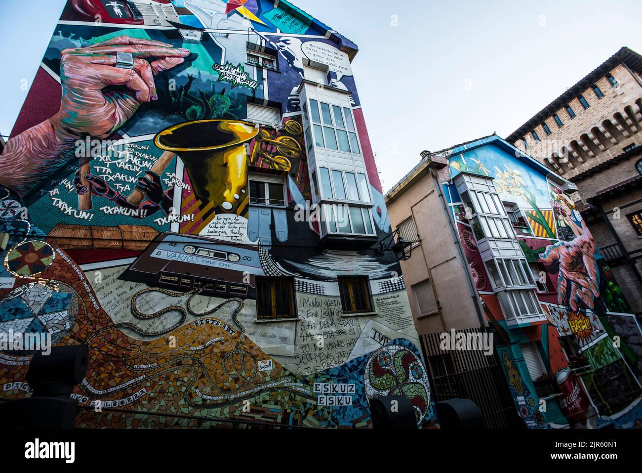 Percorso murale a Vitoria, Paesi Baschi Foto Stock