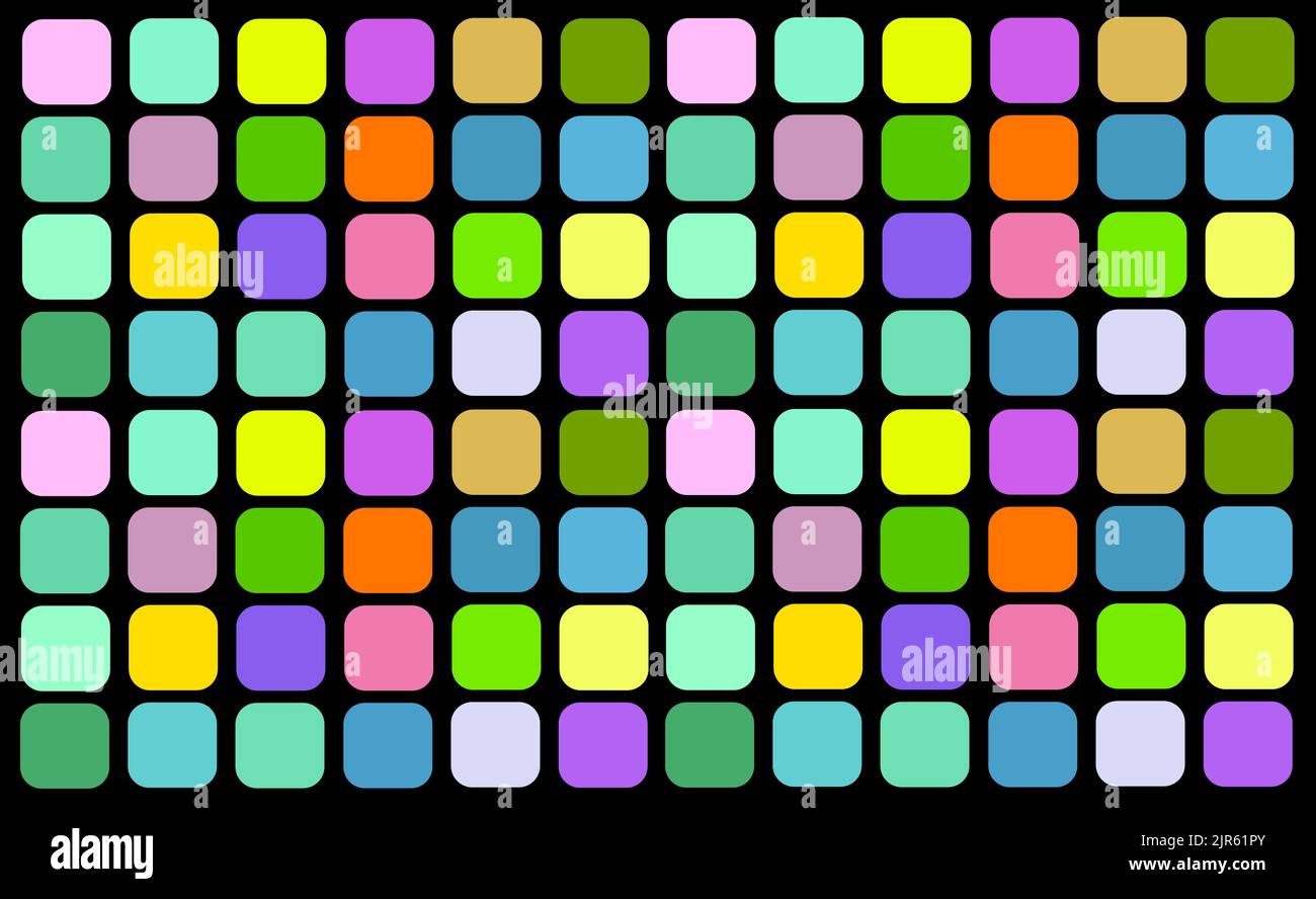 Un'illustrazione di quadrati con angoli arrotondati di vari colori Foto Stock