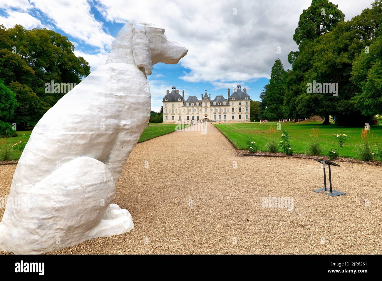Chateau de Cheverny Francia. Castelli della Valle della Loira. Le chien de Cheverny di Michel Audiard Foto Stock