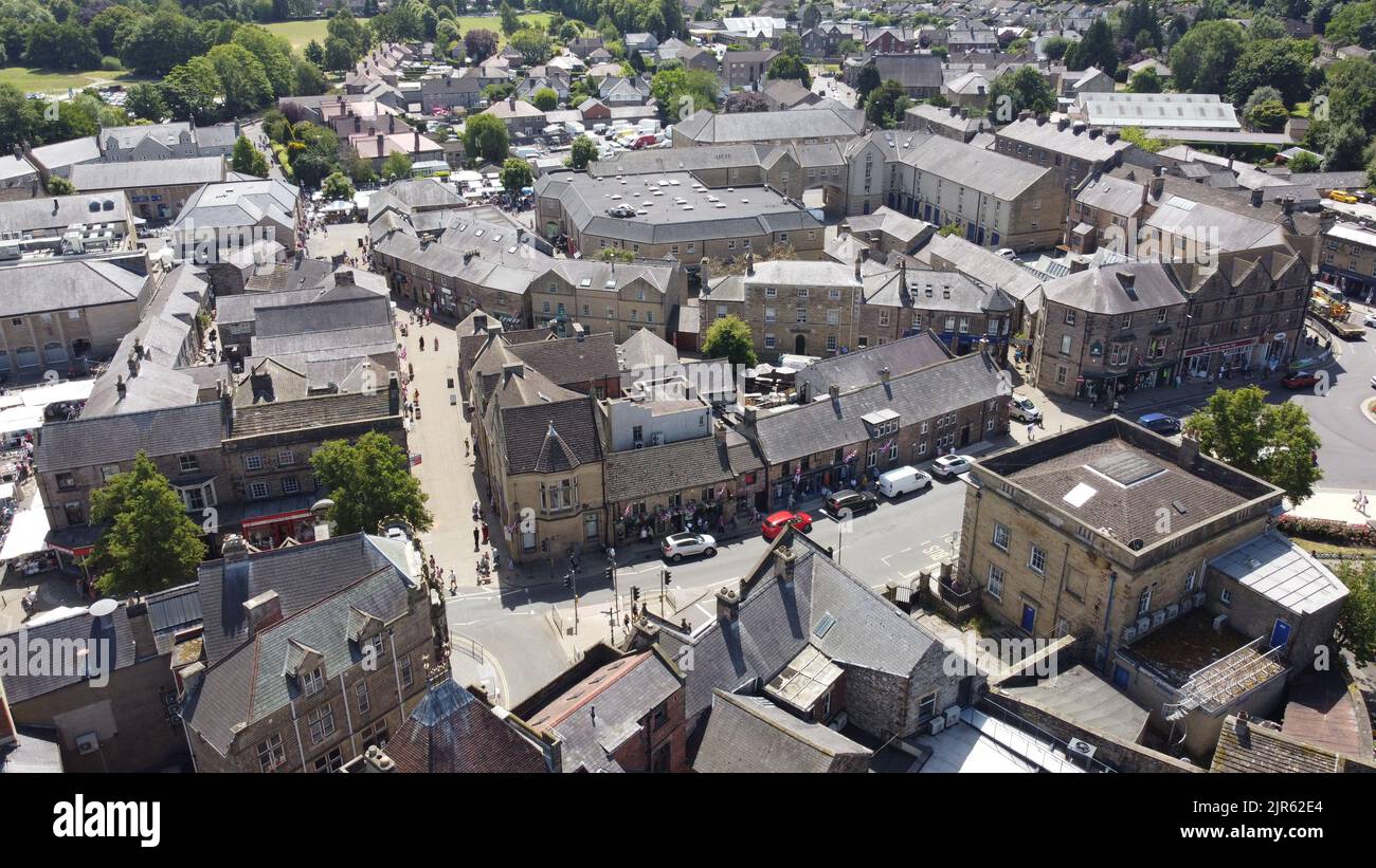 Bakewell città Derbyshire picco distretto UK drone vista aerea Foto Stock