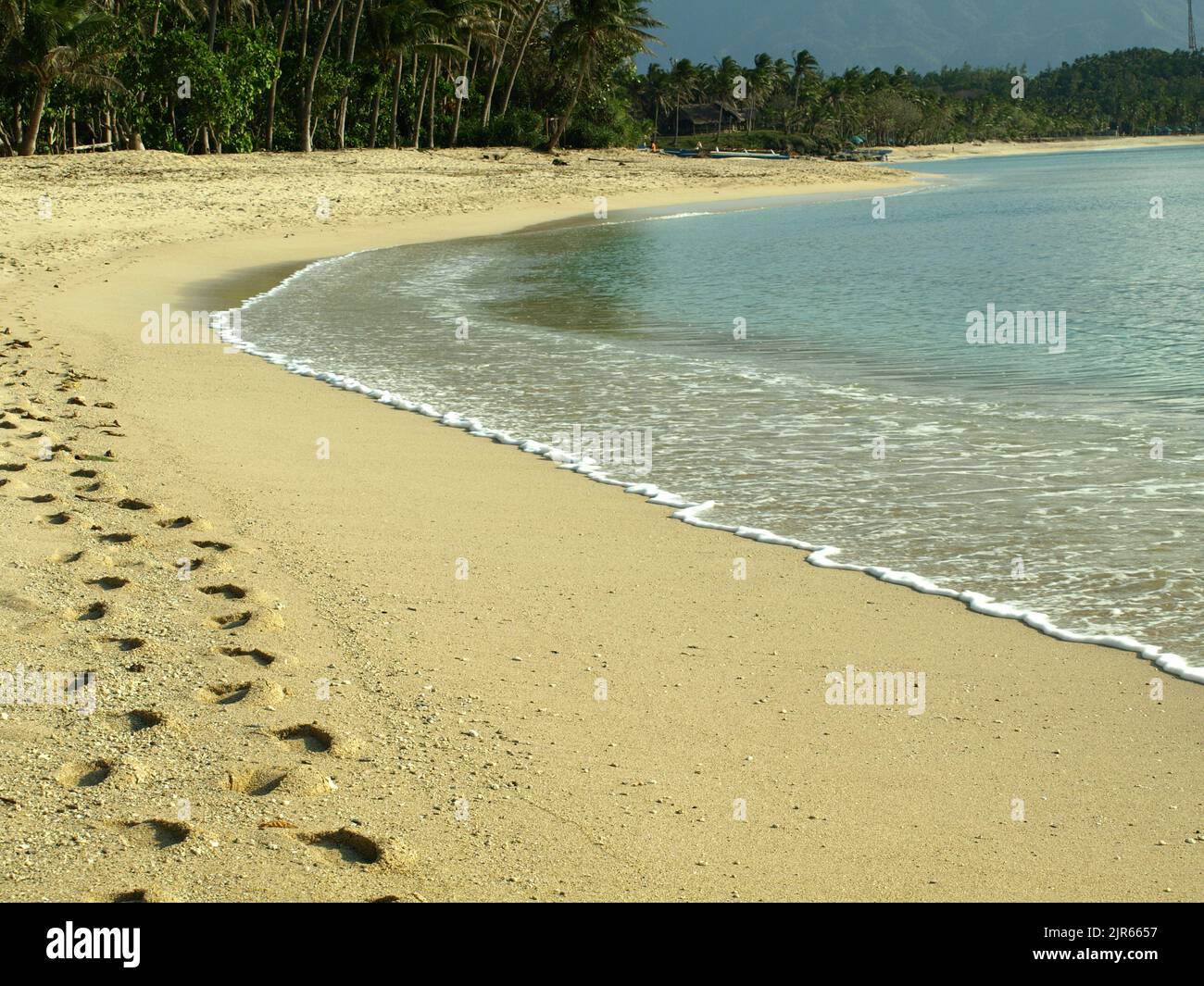 Paradise destinazione di viaggio in una serena spiaggia di sabbia bianca relax. Foto Stock