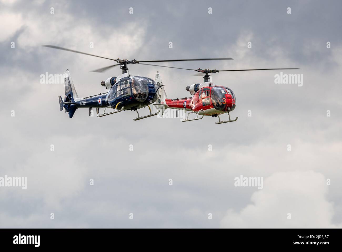 Gazelle Squadron Display Team, in volo al Fly Navy Airshow tenutosi a Shuttleworth il 3rd luglio 2022 Foto Stock