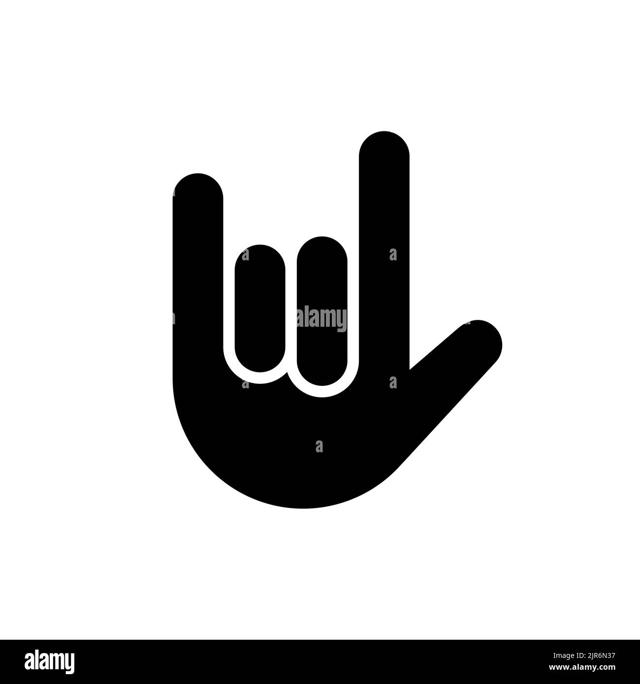 Icona Rock on Hand. Logo del rotolo di mano simbolo di metallo movimento emoji Illustrazione Vettoriale