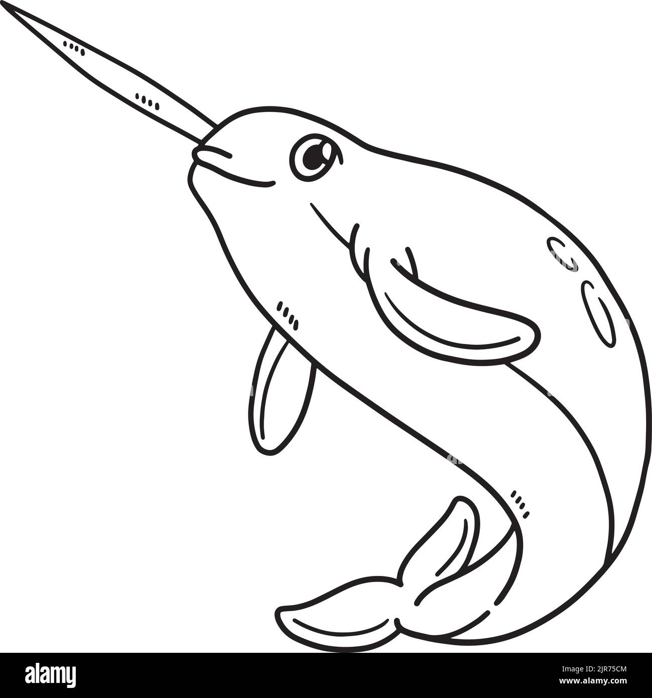 Narwhal isolato colorazione pagina per bambini Illustrazione Vettoriale