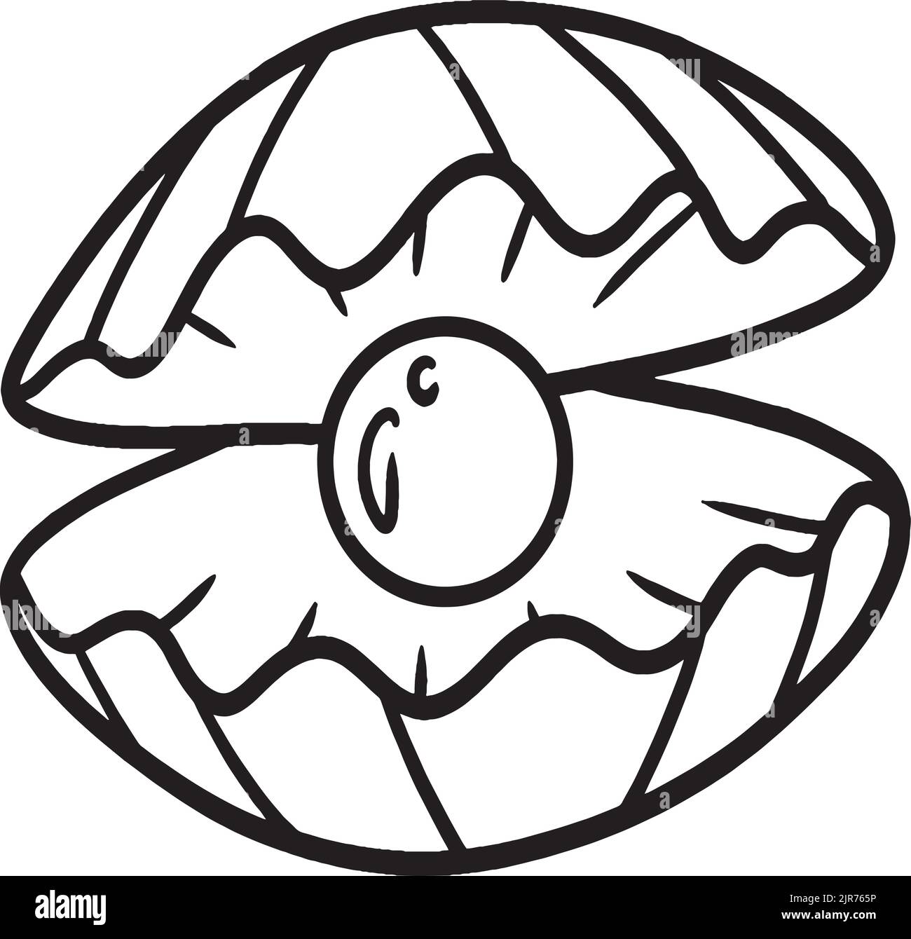 Pearl in Sea Shell colorazione isolata pagina per bambini Illustrazione Vettoriale