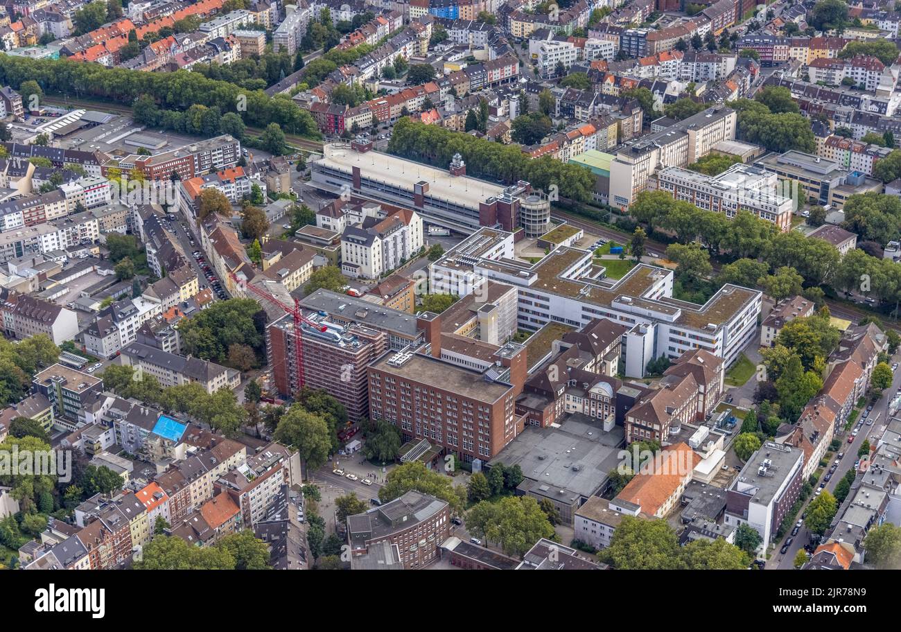 Vista aerea, Kreuzviertel e cliniche municipali nel distretto di Dortfelder Brücke a Dortmund, nella regione della Ruhr, nella Renania settentrionale-Vestfalia, Germania, DE, Dortmund, Foto Stock