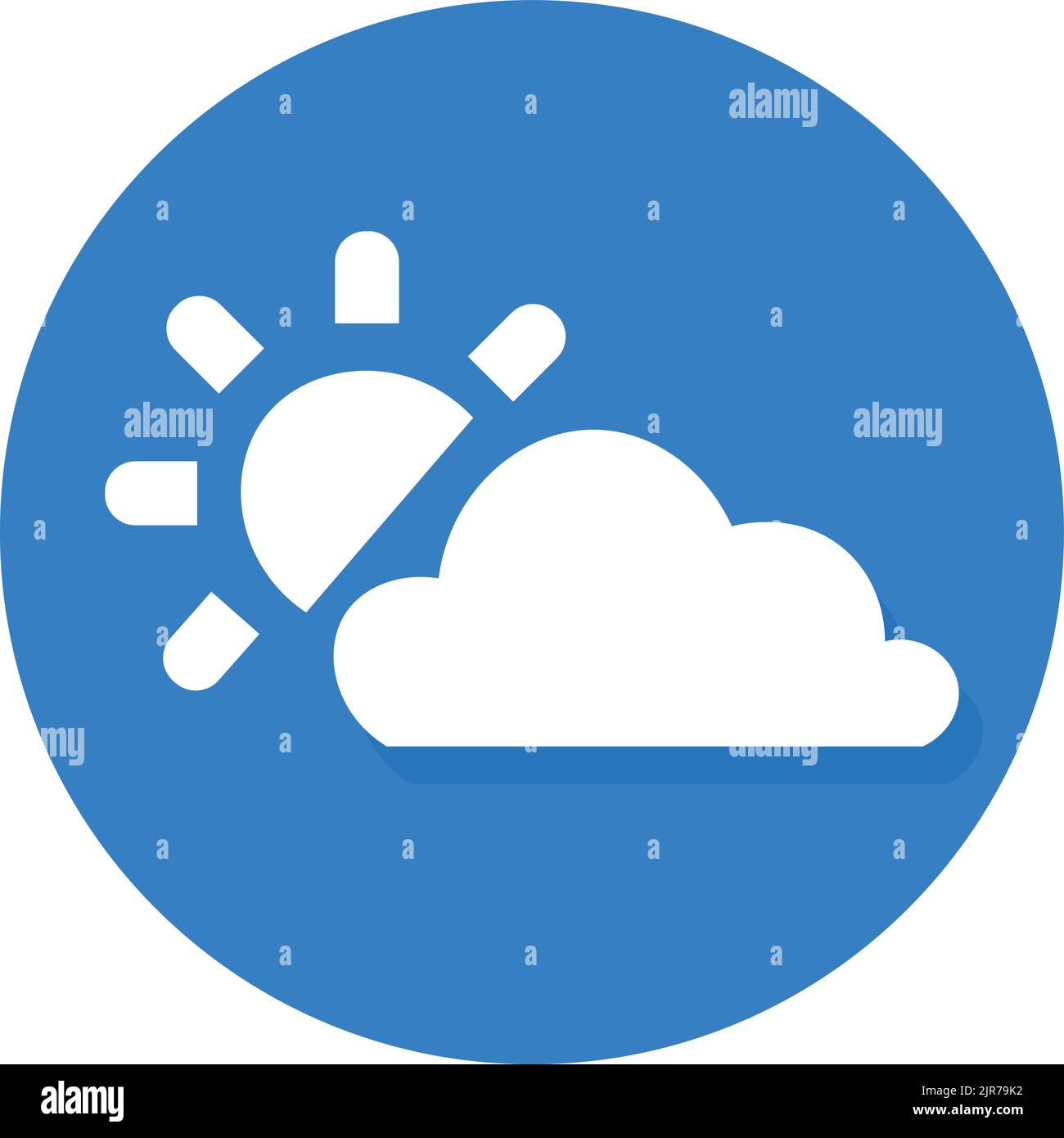 Icona del tempo nuvoloso. Concetto di previsione meteorologica. Illustrazione Vettoriale