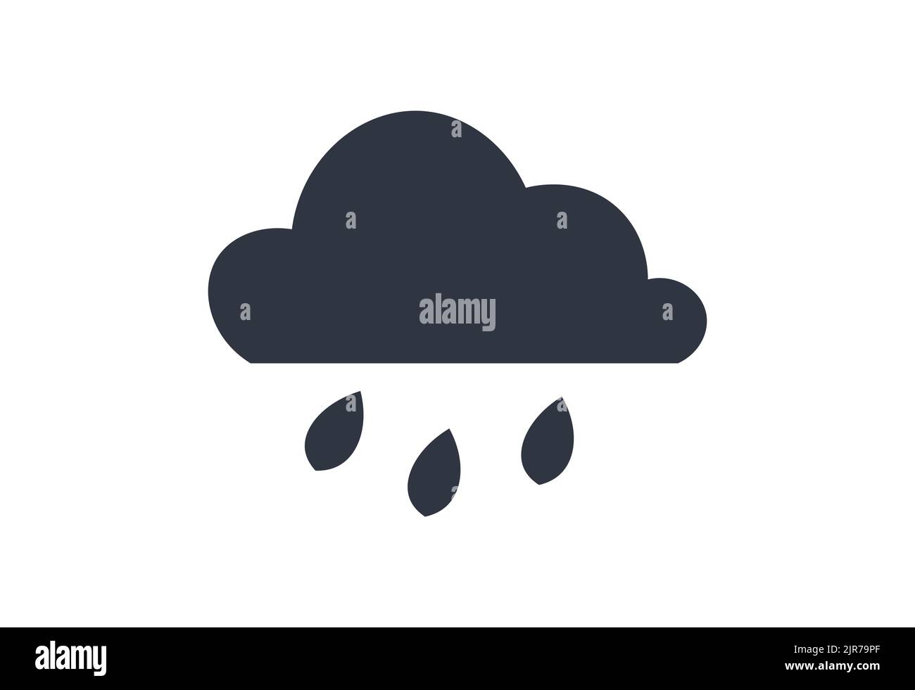 Icona monocromatica del tempo piovoso. Concetto di previsione meteorologica. Illustrazione Vettoriale