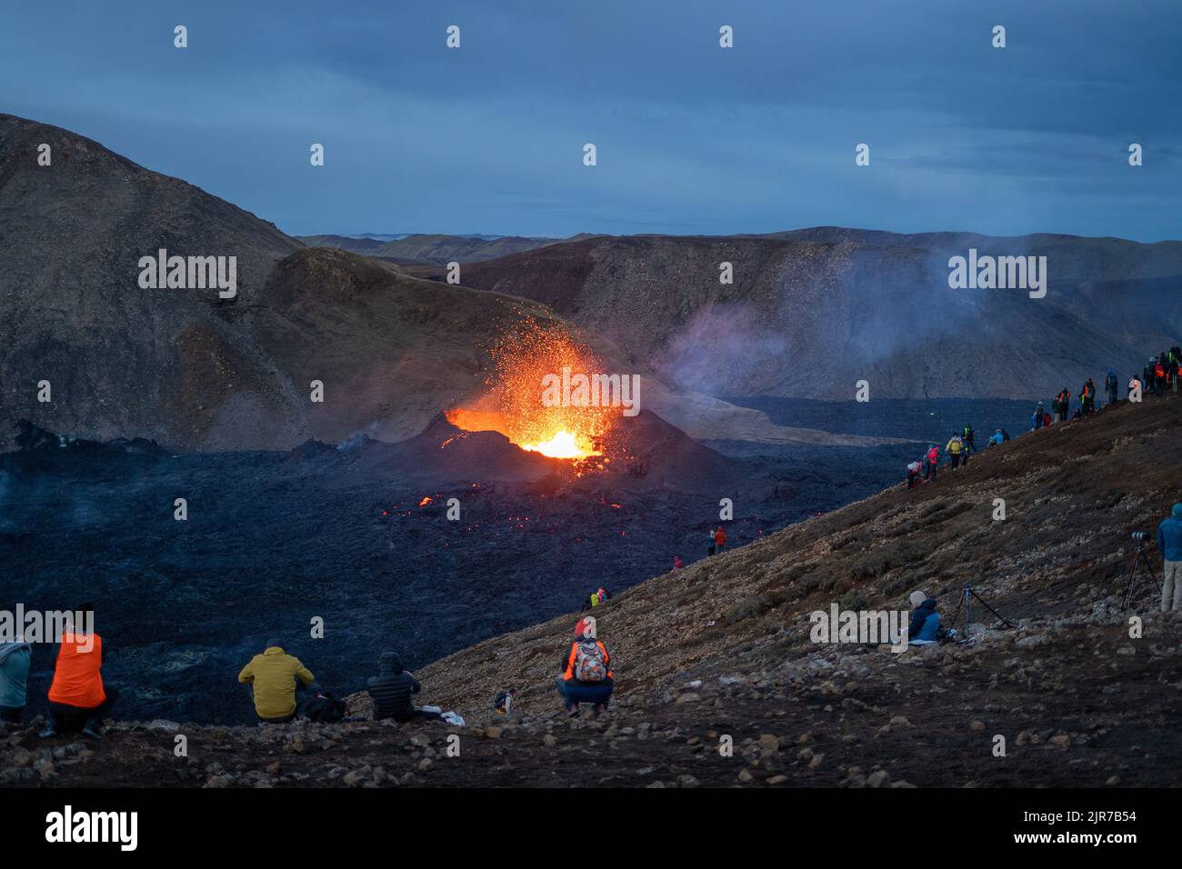 Vulcano Meradalir in eruzione, Islanda 2022 Foto Stock