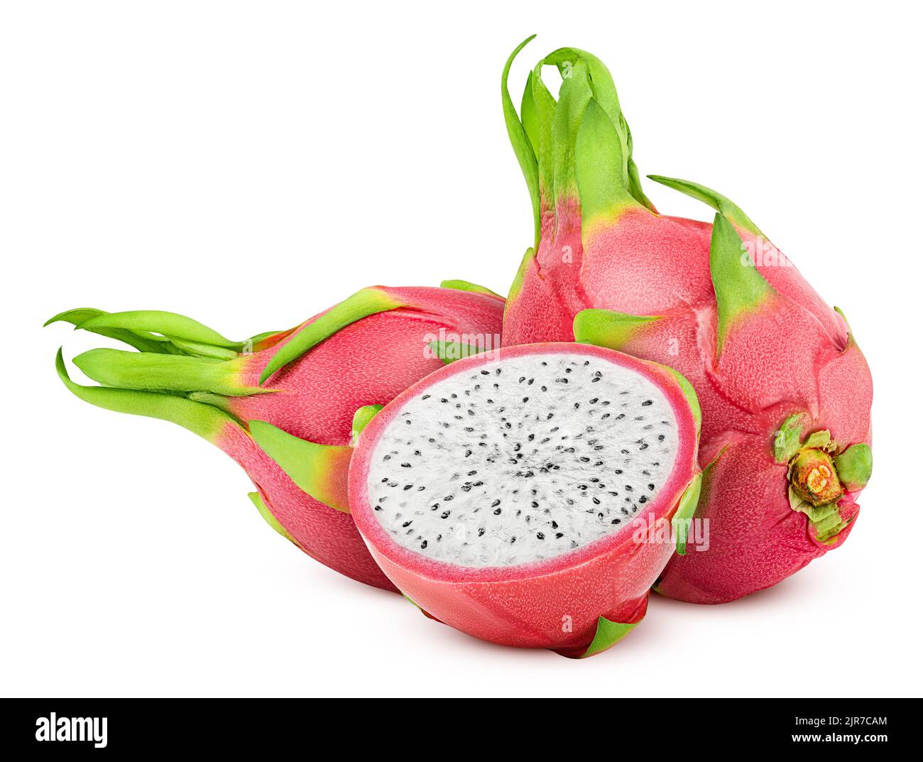 dragon fruit, pitahaya, pitaya, isolato su sfondo bianco, ritaglio percorso, piena profondità di campo Foto Stock