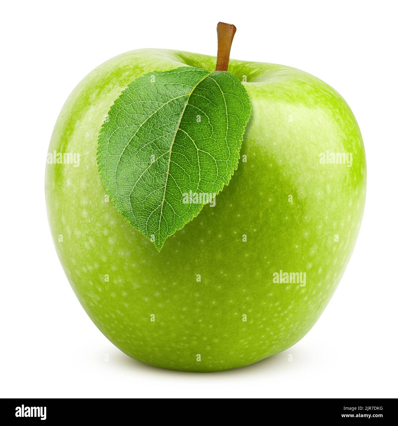 Verde mela succosa isolati su sfondo bianco, percorso di clipping, tutta la profondità di campo Foto Stock