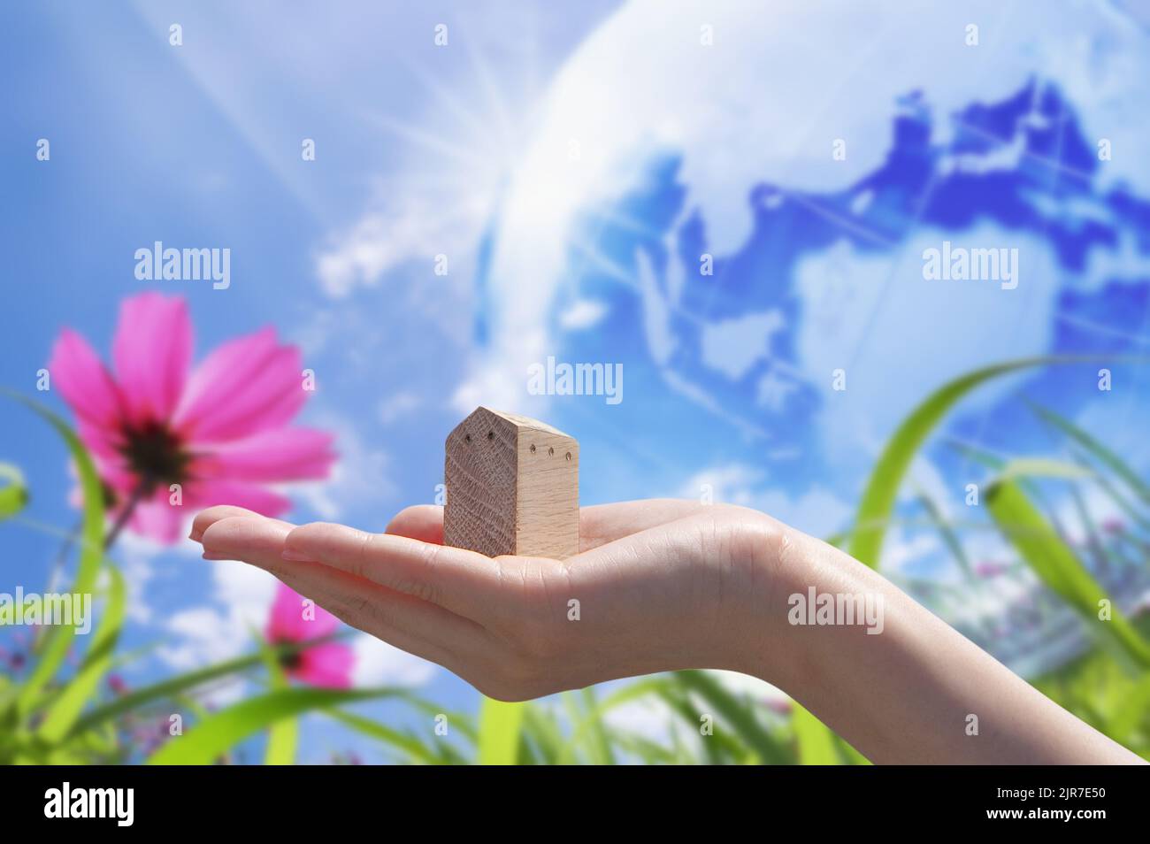 Eco verde casa sfondo ambientale Foto Stock