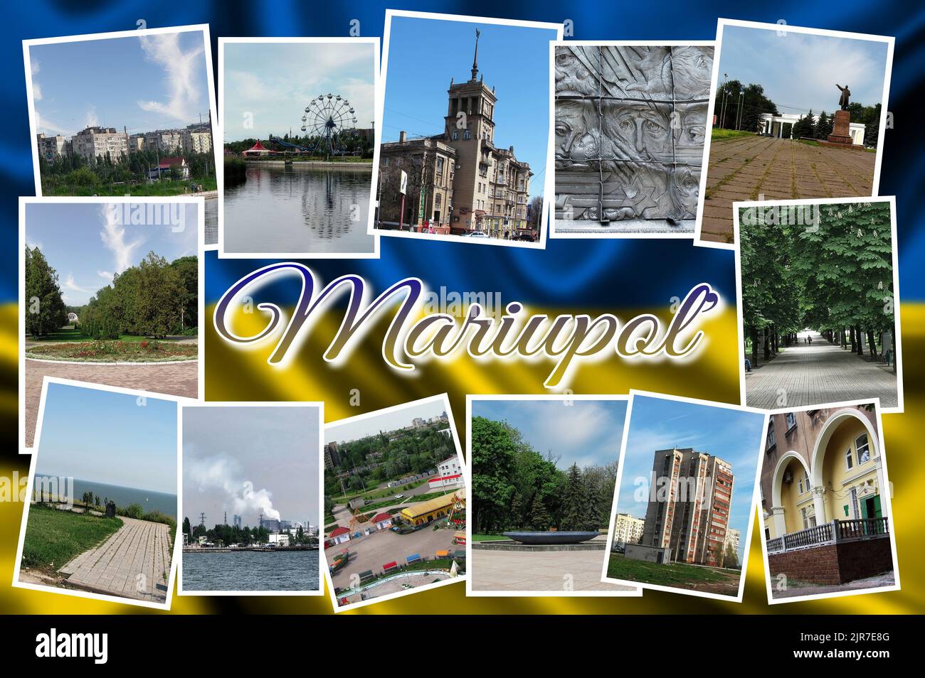 La bella città di Mariupol in Ucraina (dopoguerra) Foto Stock