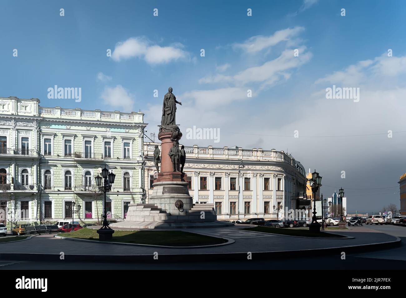 Monumento all'imperatrice Caterina la Grande nel centro della città di Odesa, Ucraina Foto Stock