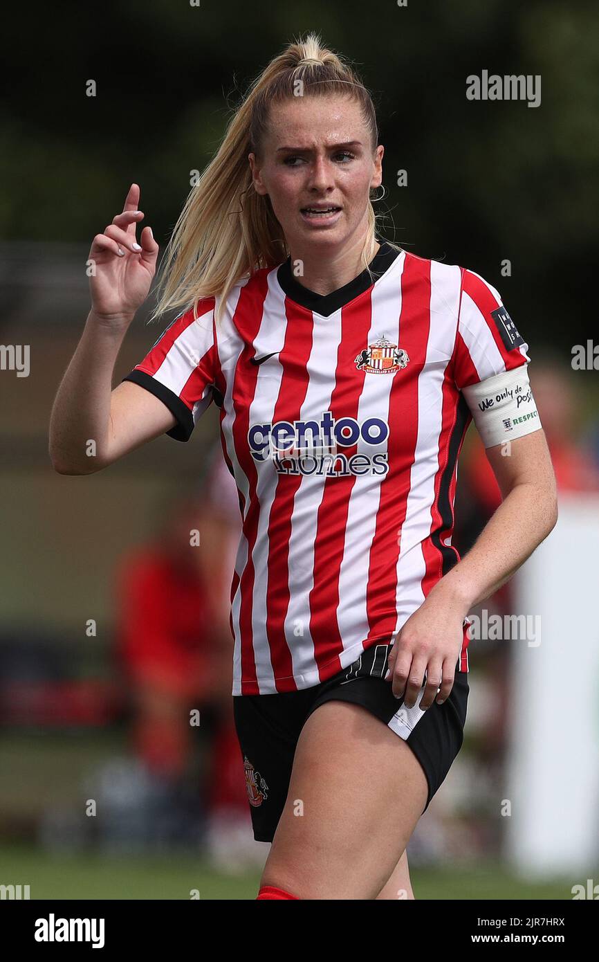 EMMA KELLY di Sunderland durante la partita del Campionato delle Donne fa tra il Durham Women FC e Sunderland a Maiden Castle, Durham City, domenica 21st agosto 2022. (Credit: Marco Fletcher | NOTIZIE MI) Credit: NOTIZIE MI & Sport /Alamy Live News Foto Stock