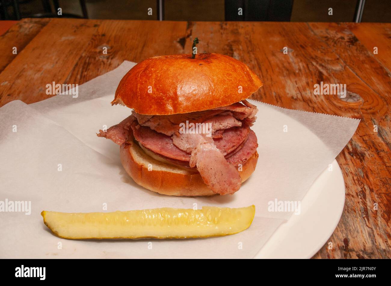 Delizioso piatto caraibico conosciuto come il sandwich cubano Foto Stock