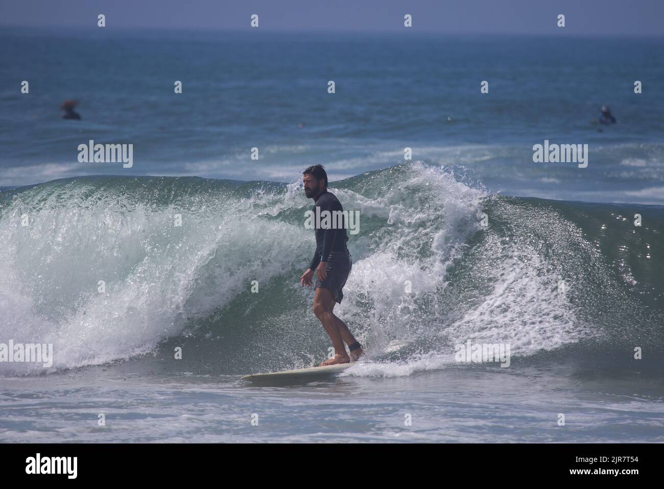 Surfista a cavallo di un'onda Huntington Beach , California ; USA Foto Stock