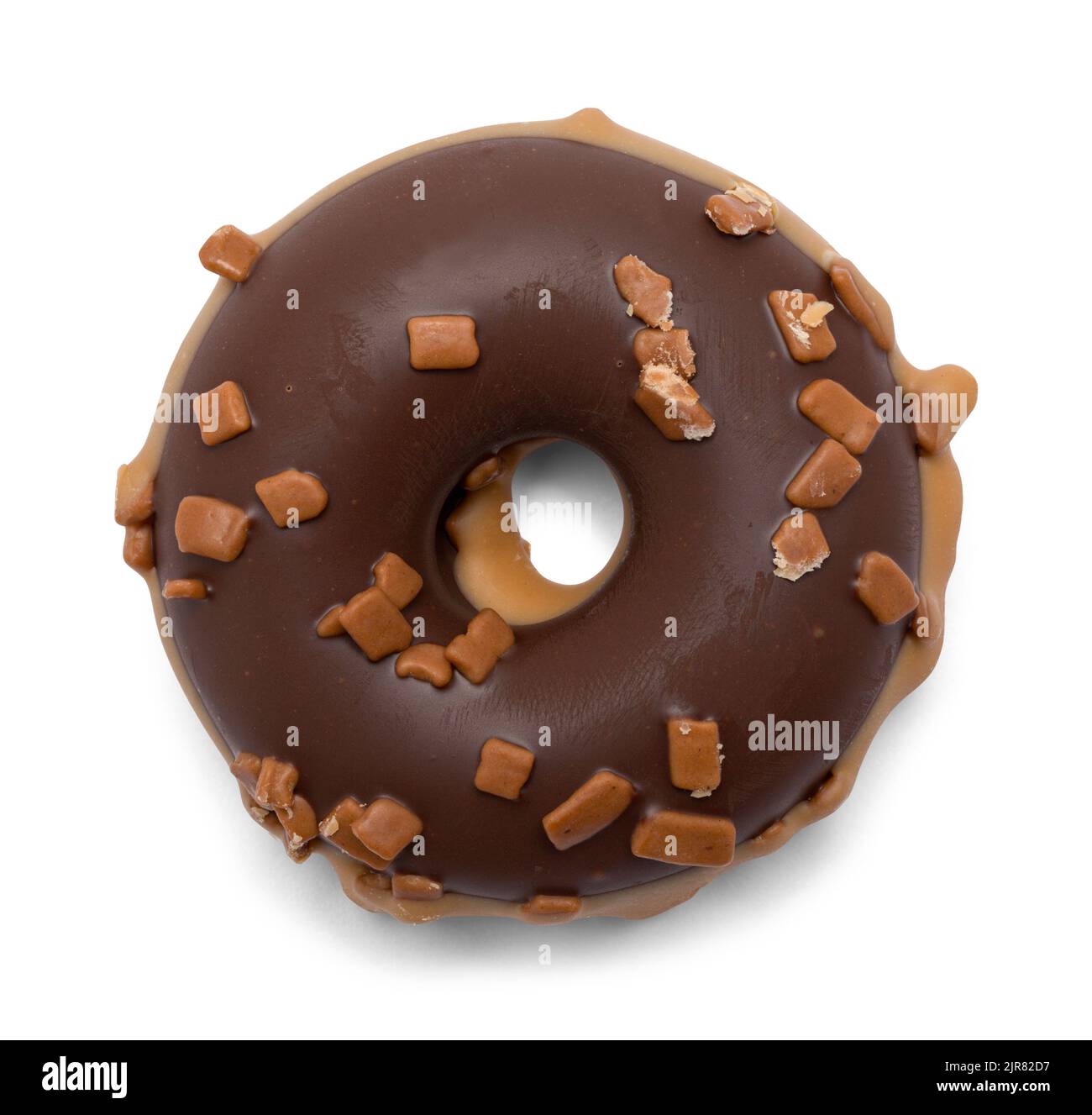 Ciambelle al cioccolato al latte con fondente di Carmel Sprinkles. Foto Stock