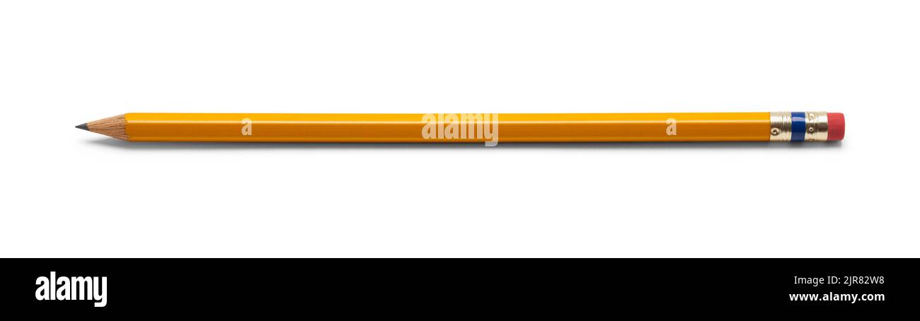 Taglio a matita numero due giallo di legno affilato. Foto Stock