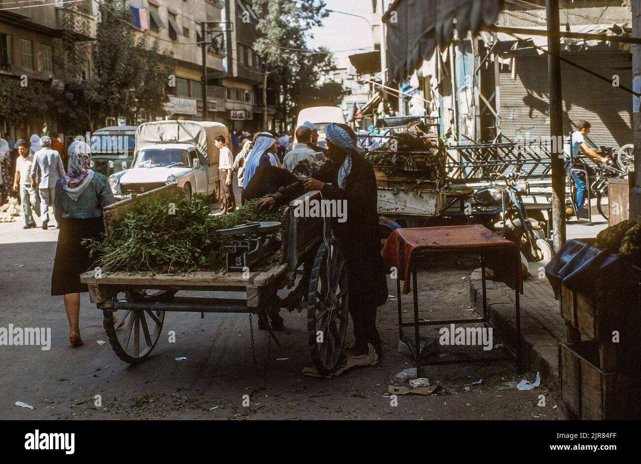 Street scene in Damasco, 1985 Foto Stock