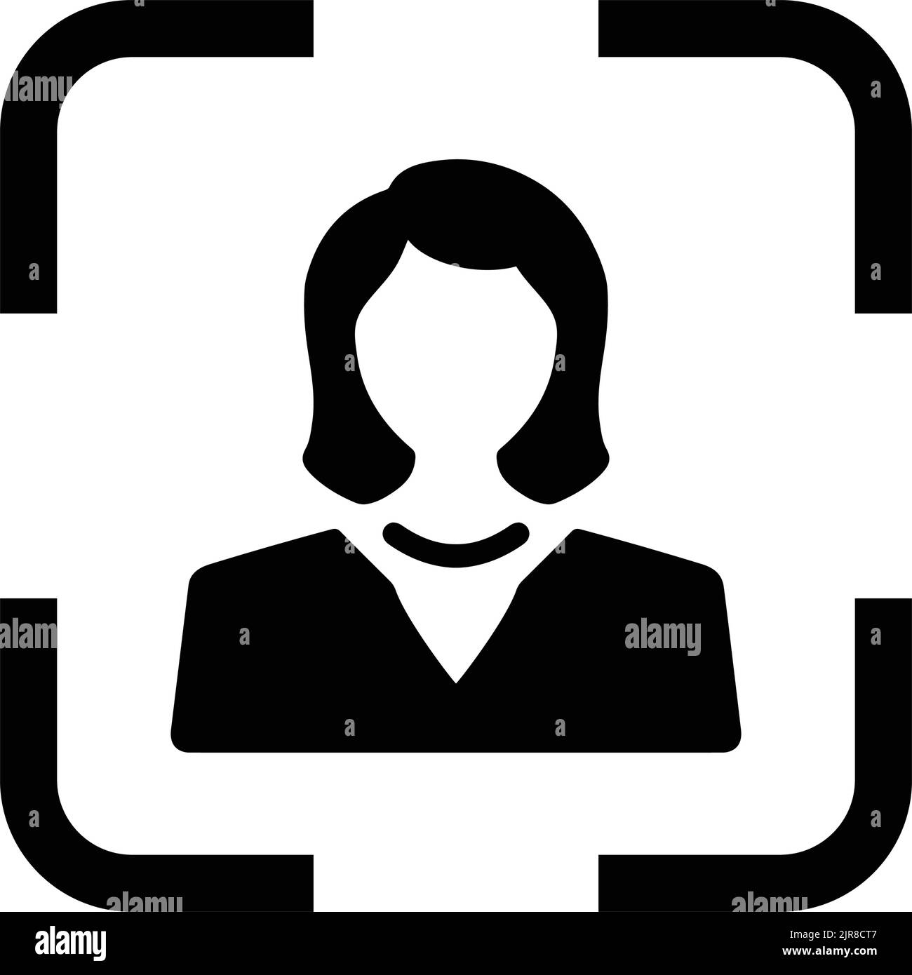 L'icona del cliente, della donna, della messa a fuoco è isolata su sfondo bianco. Da utilizzare per scopi di grafica e web design o commerciali. File EPS vettoriale. Illustrazione Vettoriale