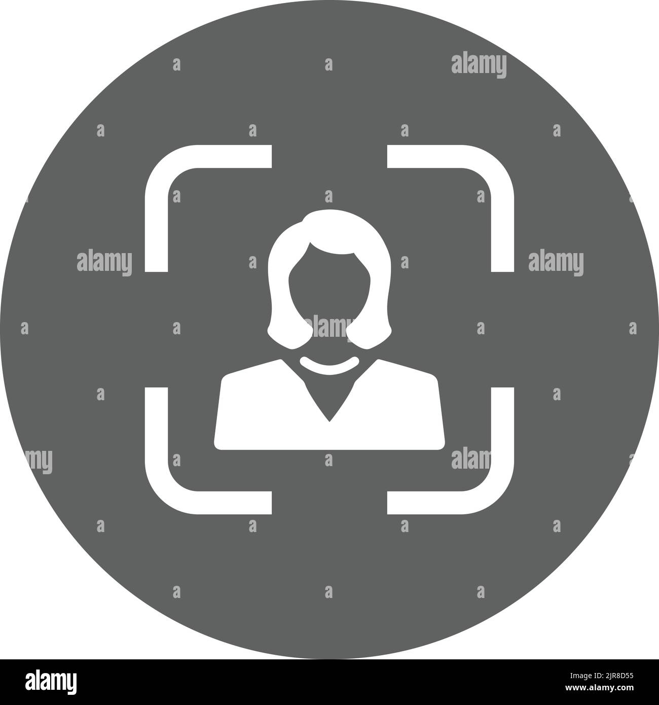 L'icona del cliente, della donna, della messa a fuoco è isolata su sfondo bianco. Da utilizzare per scopi di grafica e web design o commerciali. File EPS vettoriale. Illustrazione Vettoriale