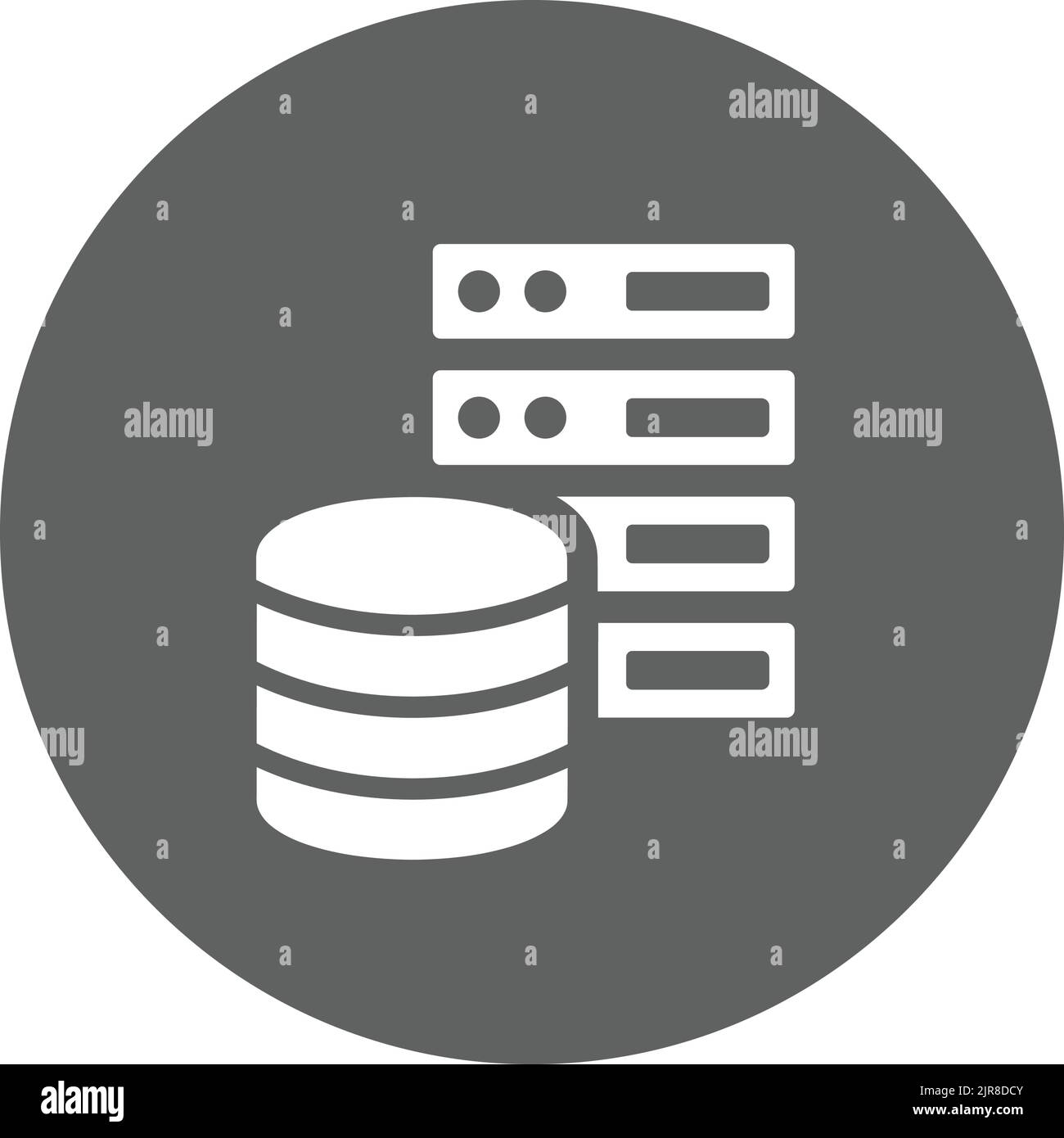 Database, l'icona del server è isolata su sfondo bianco. Da utilizzare per scopi di grafica e web design o commerciali. File EPS vettoriale. Illustrazione Vettoriale
