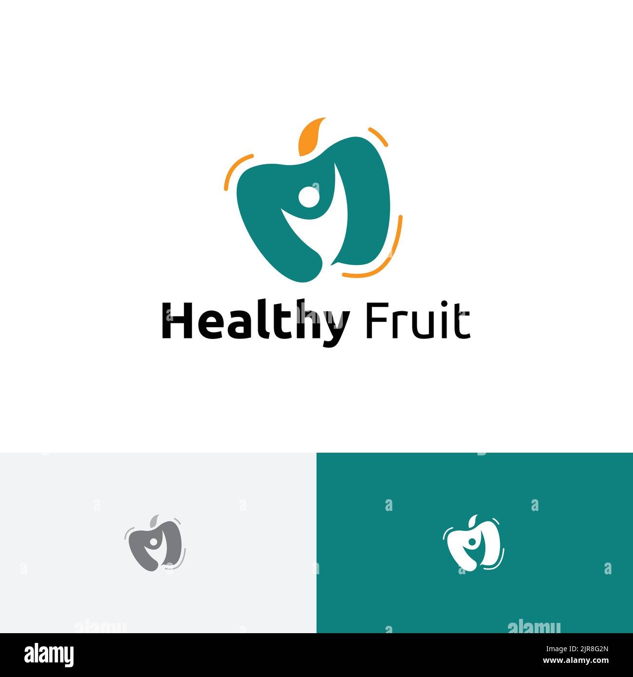 Frutta fresca sana mela verde semplice logo Illustrazione Vettoriale