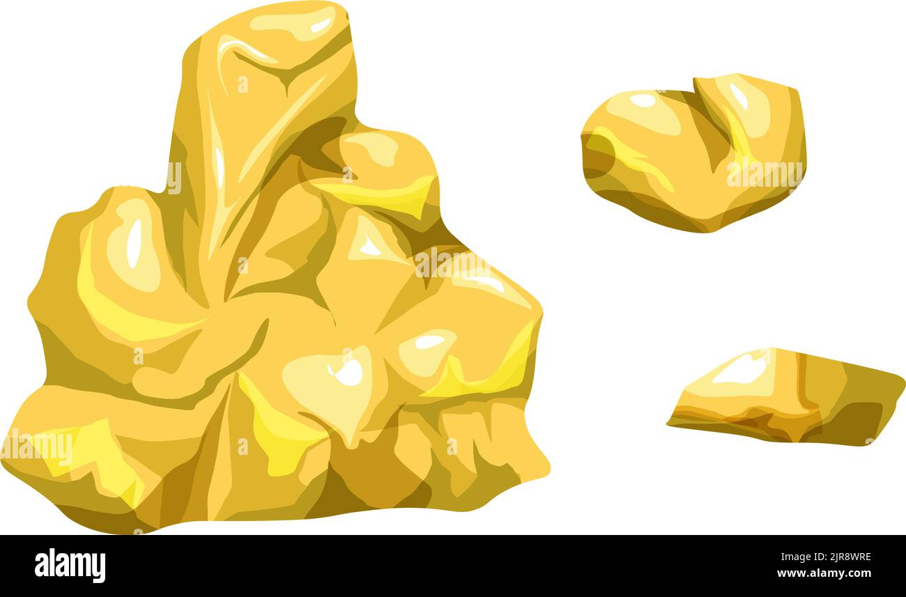 Minerale naturale d'oro, materie metalliche grezze Illustrazione Vettoriale