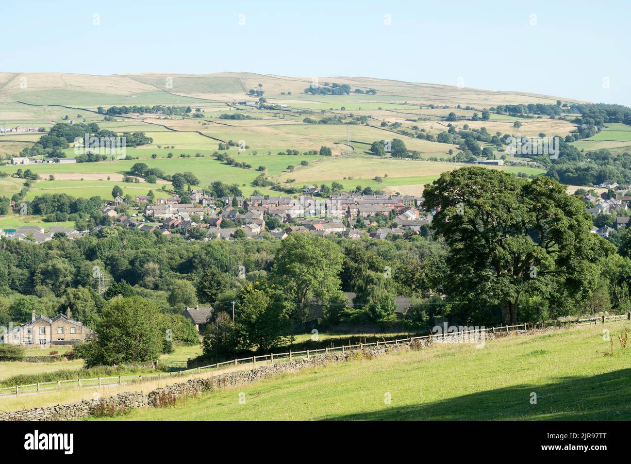 Campagna alla periferia di New Mills, Derbyshire, Inghilterra, Regno Unito Foto Stock