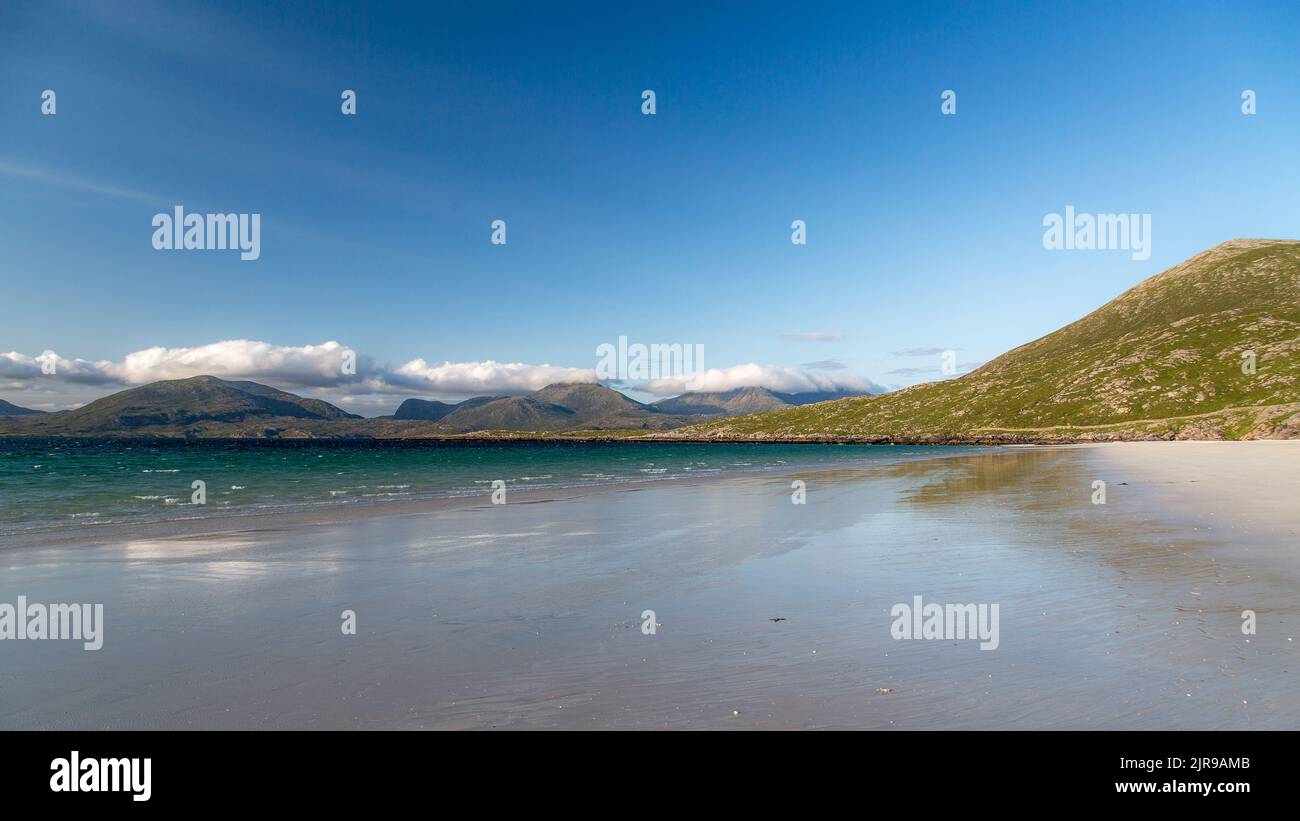 Luskentyre Dream Beach, Sound of Taransay, Harris, Isola di Harris, Ebridi, Ebridi esterne, Western Isles, Scozia, Regno Unito, Gran Bretagna Foto Stock