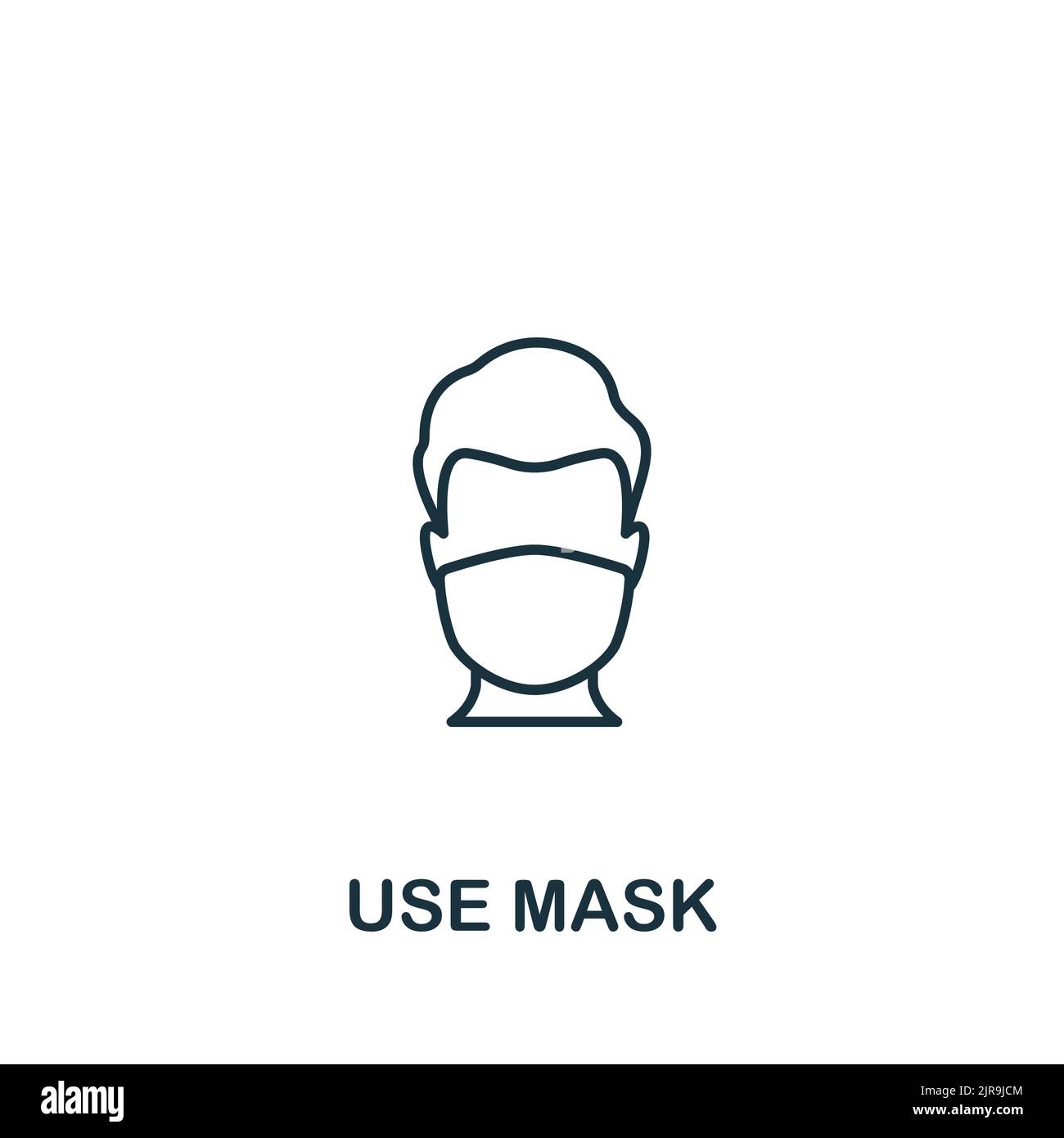 Utilizzare l'icona Mask (maschera). Icona quarantena semplice per modelli, web design e infografiche Illustrazione Vettoriale