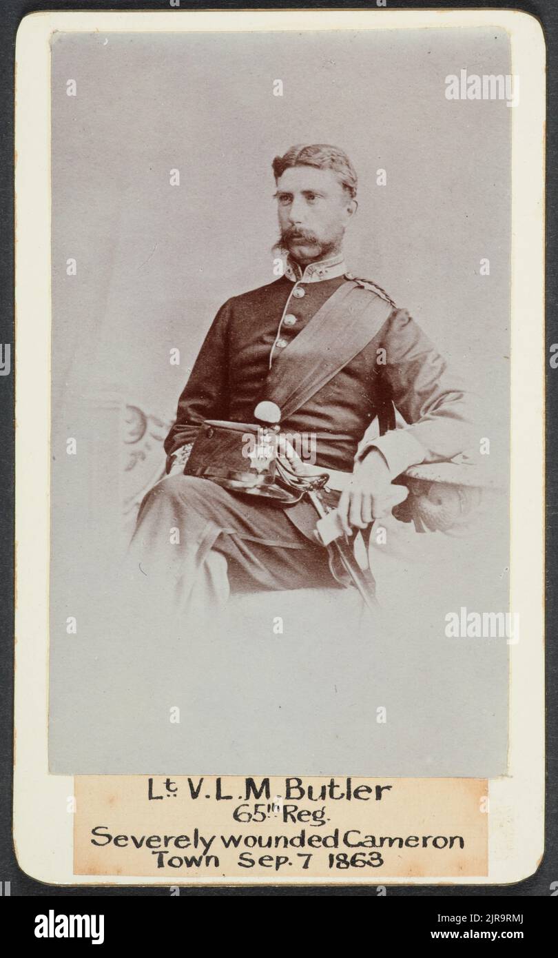 Lt. V.L.M. Butler 65th Reg. Gravemente ferito Cameron Town, 7 1863 settembre, circa 1860, costruttore sconosciuto. Foto Stock