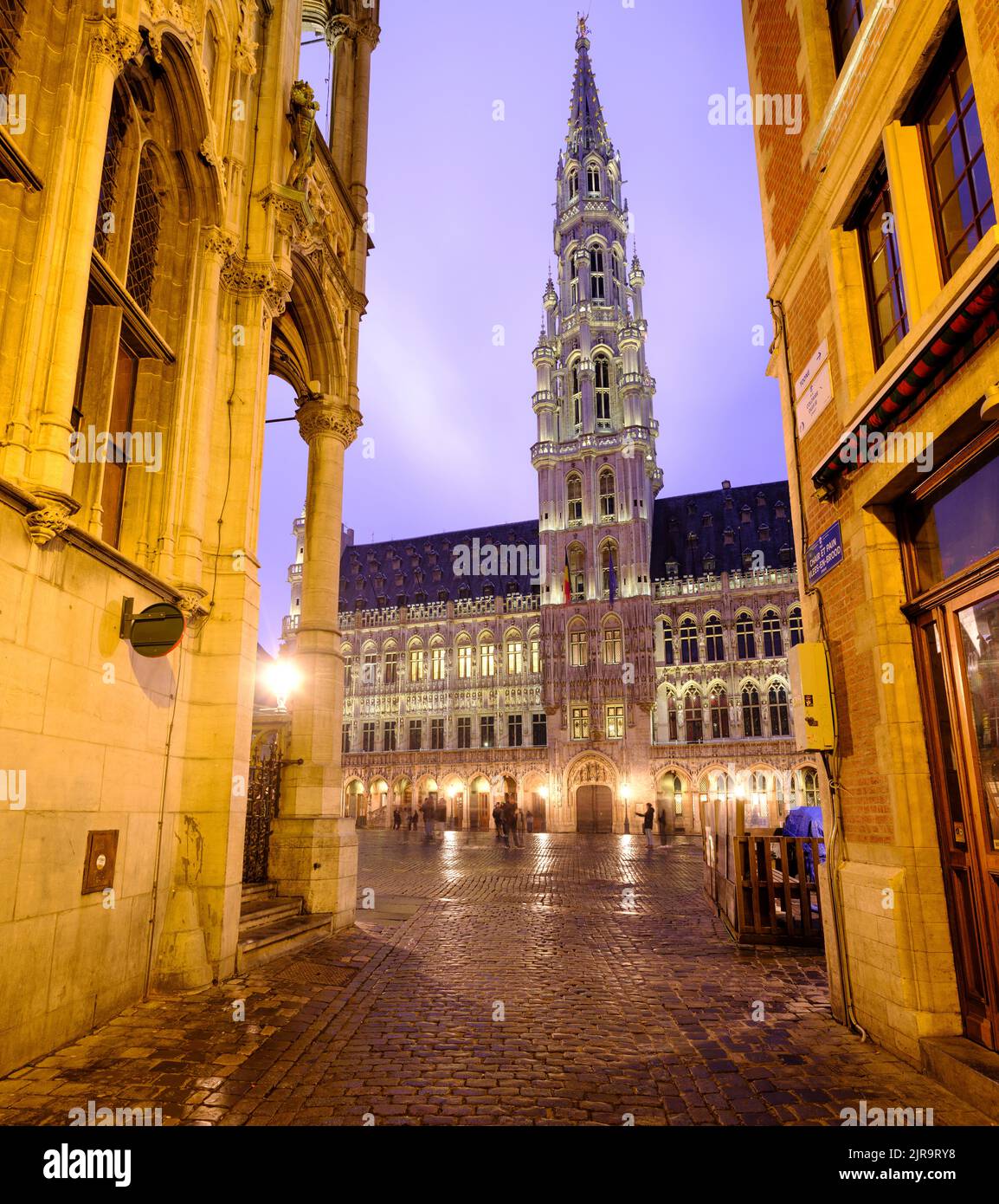 Belgio, Bruxelles: Il municipio nella Grand Place (Grand Square) Foto Stock
